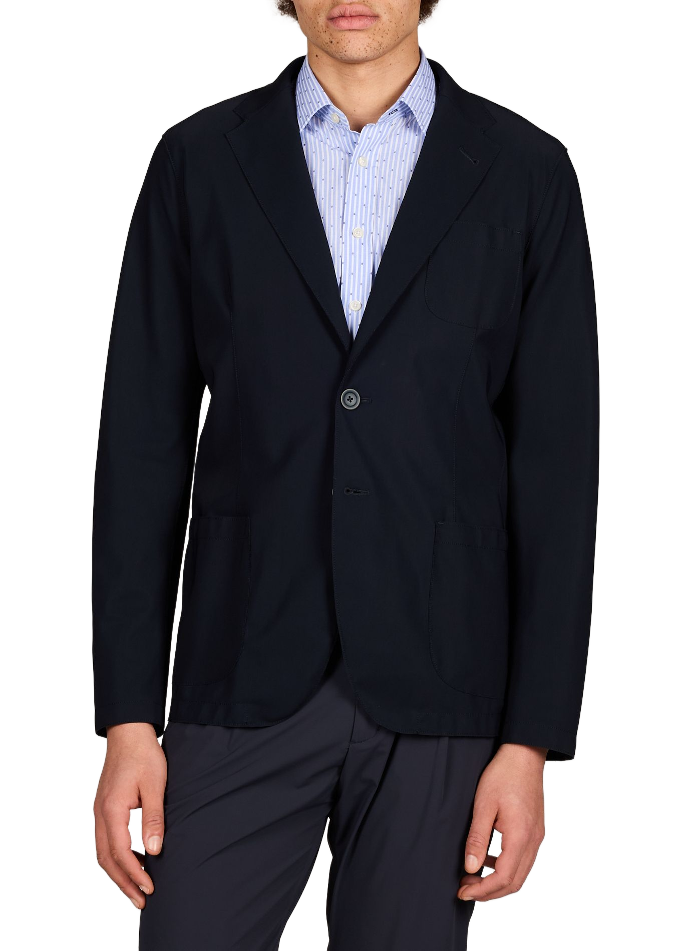Solid straight blazer HERNO Blue