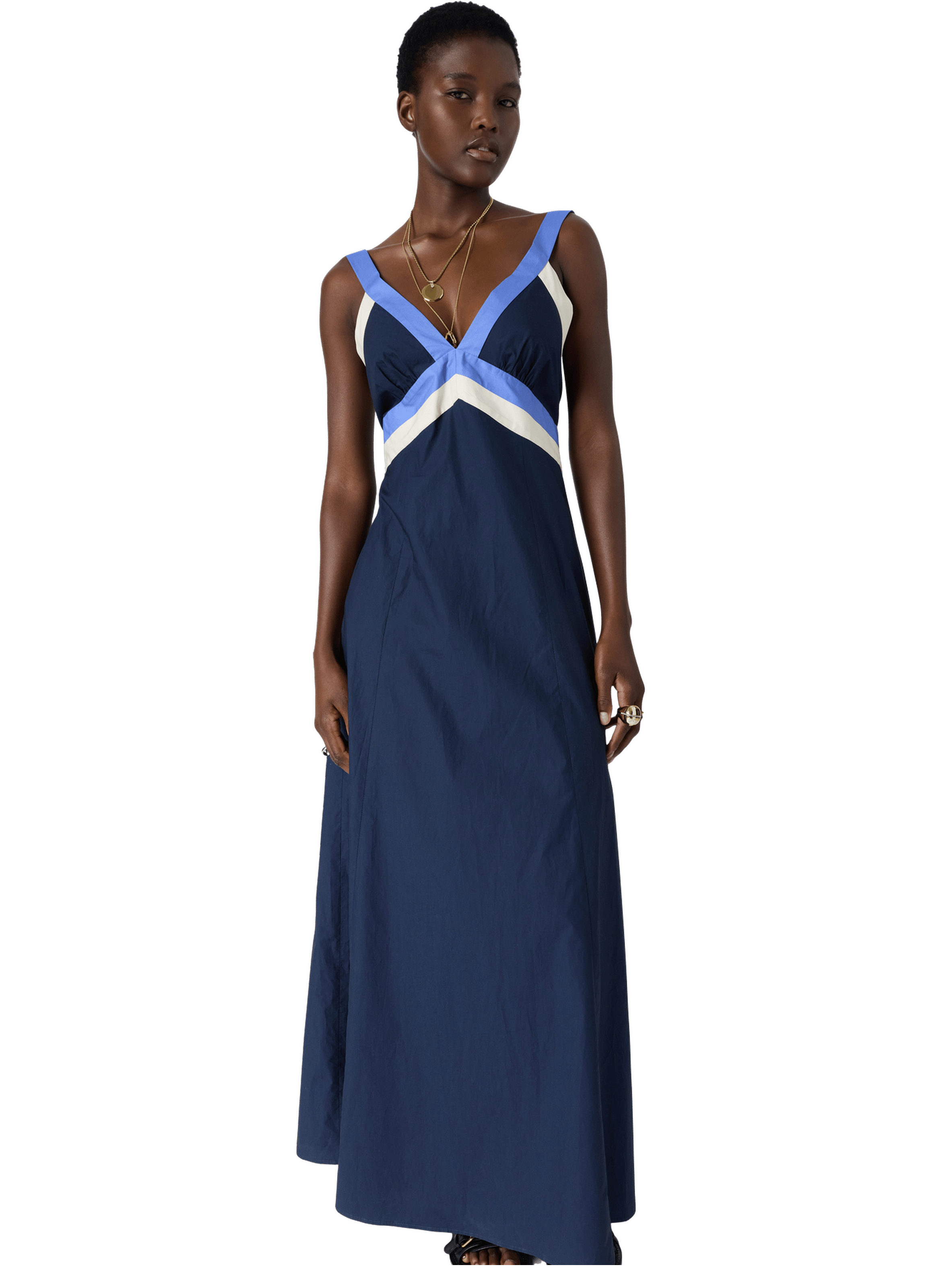 Robe longue à bretelles croisées - romyssa GERARD DAREL Bleu