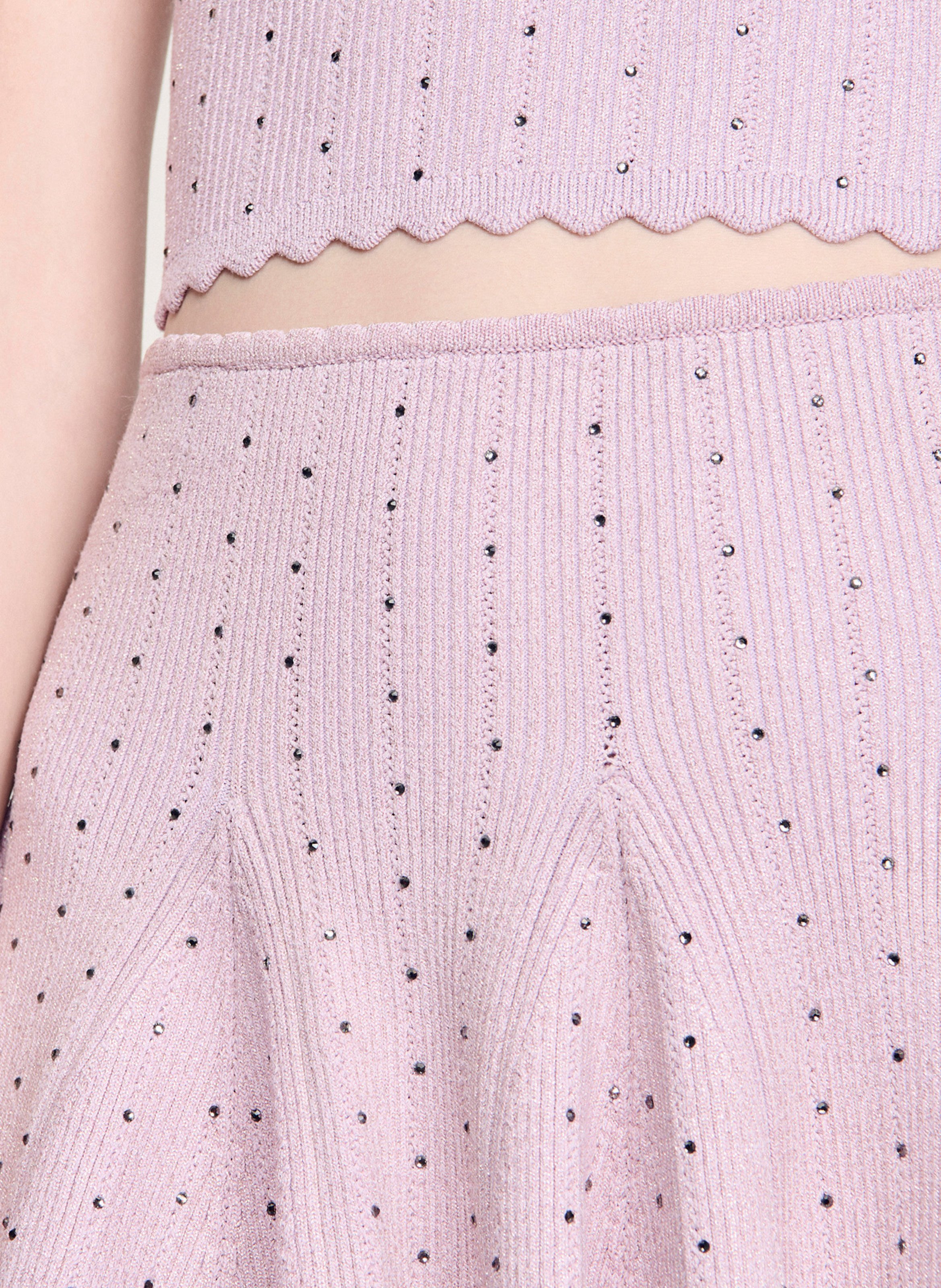 Jupe courte en maille strassée SANDRO Violet