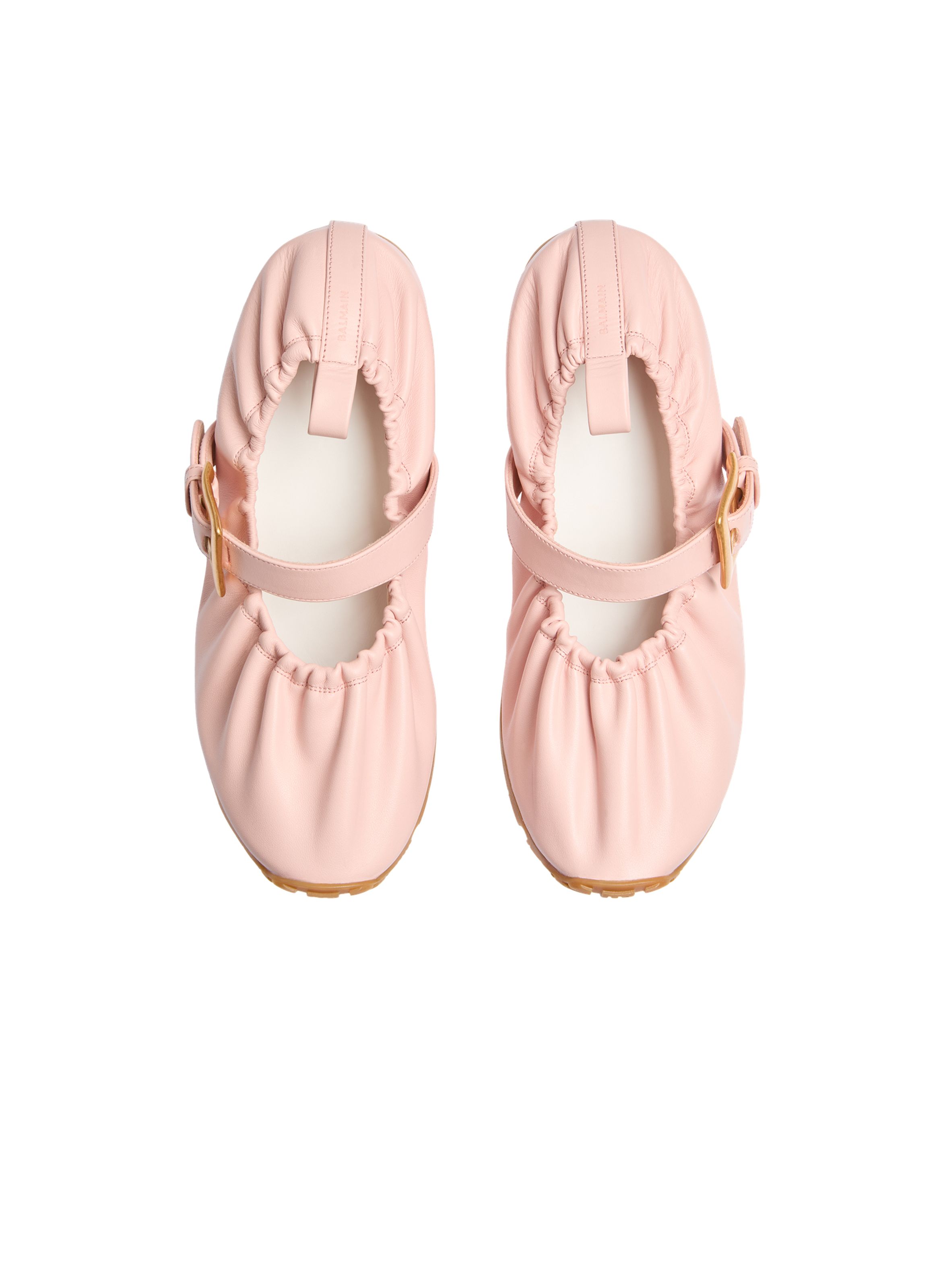 Ballerines anthem en cuir lisse BALMAIN Rose