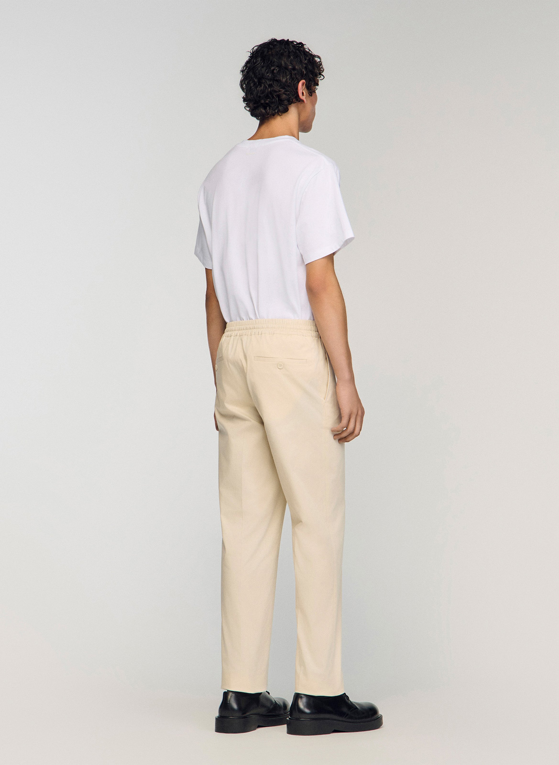 Pantalon chino avec cordon en coton mélangé SANDRO Beige