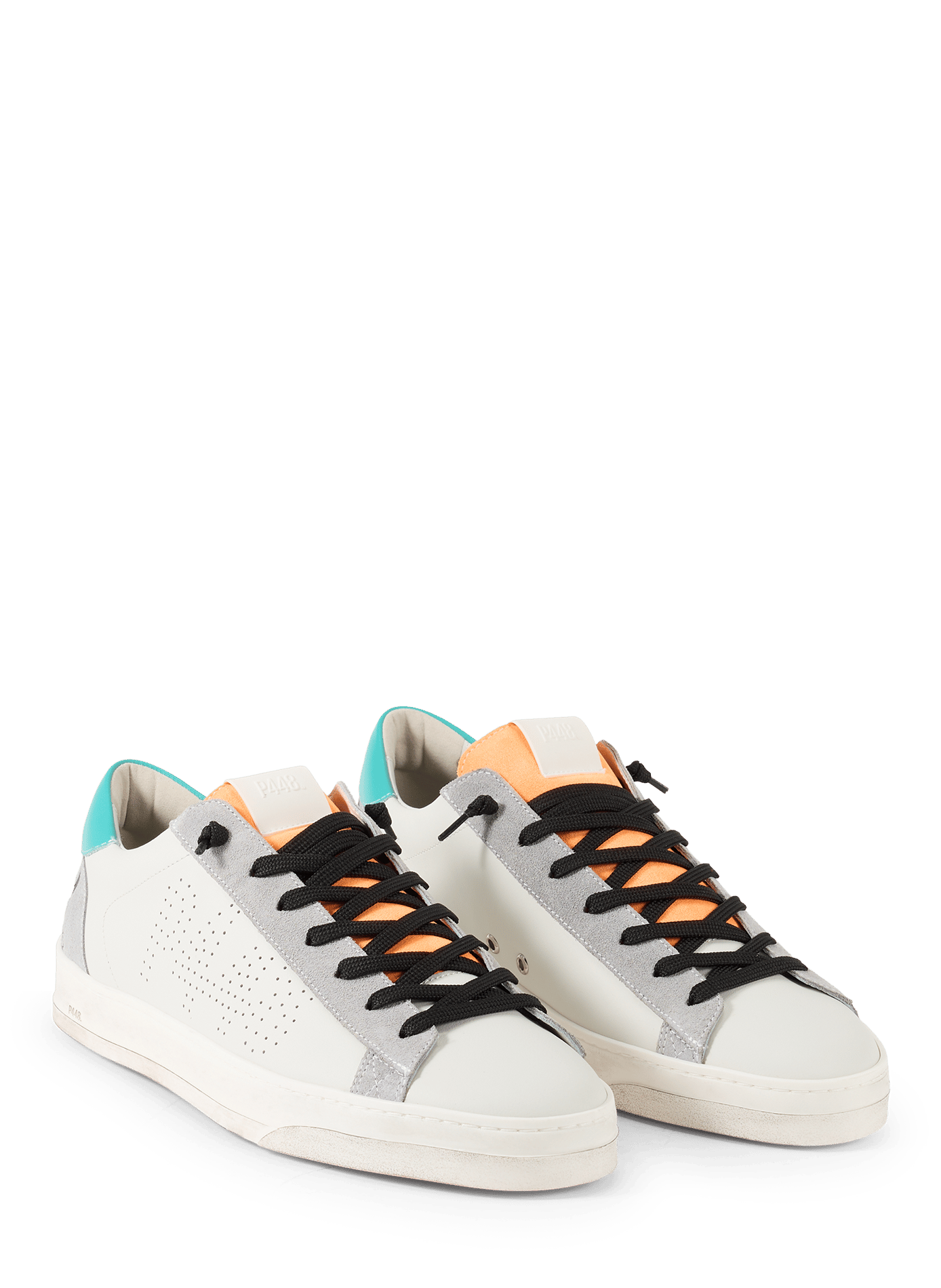 Scarpe da ginnastica con dettagli colorati in pelle P448 Bianco