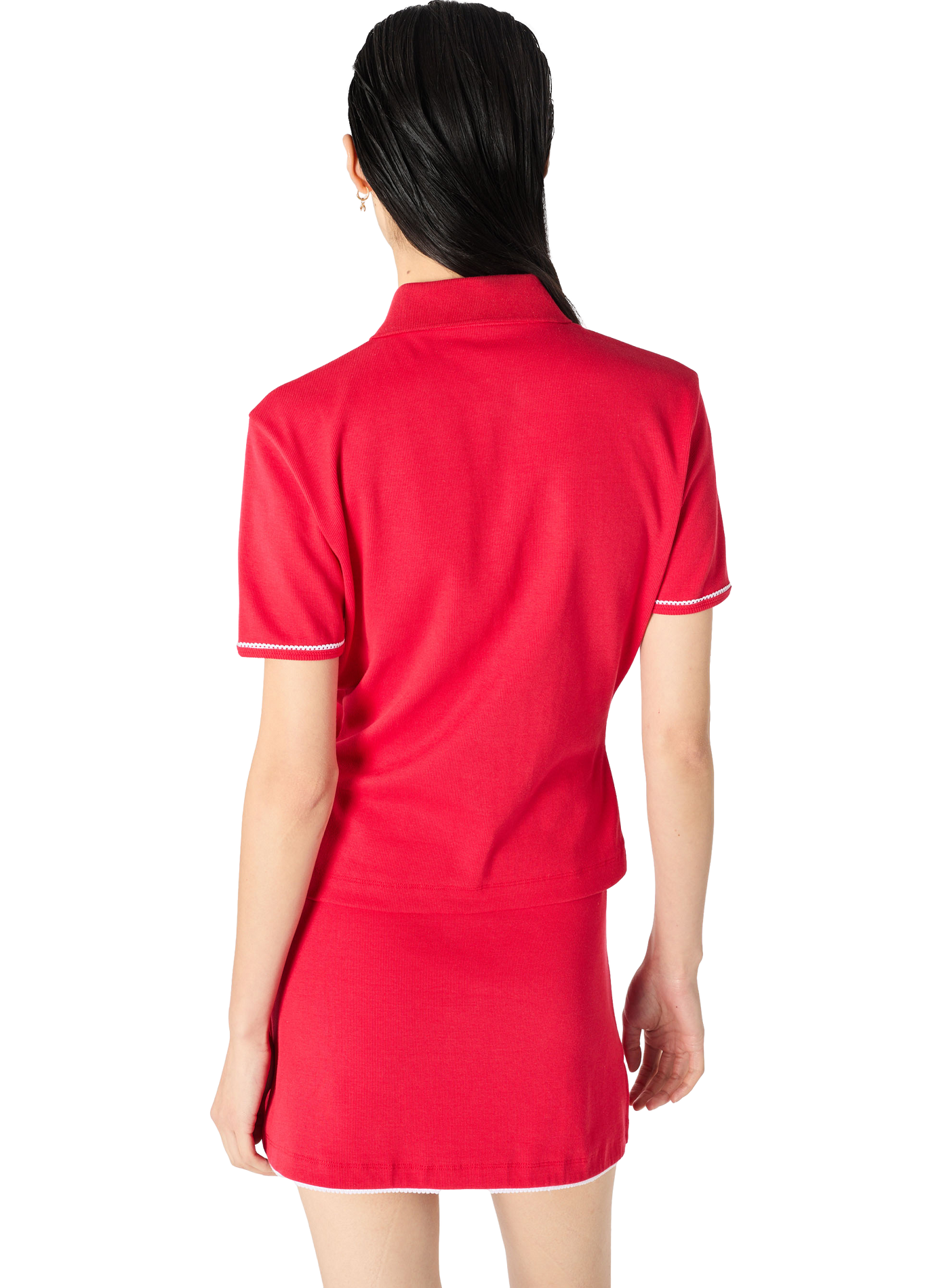 Polo en jersey côtelé léger en coton biologique MARINE SERRE Rouge