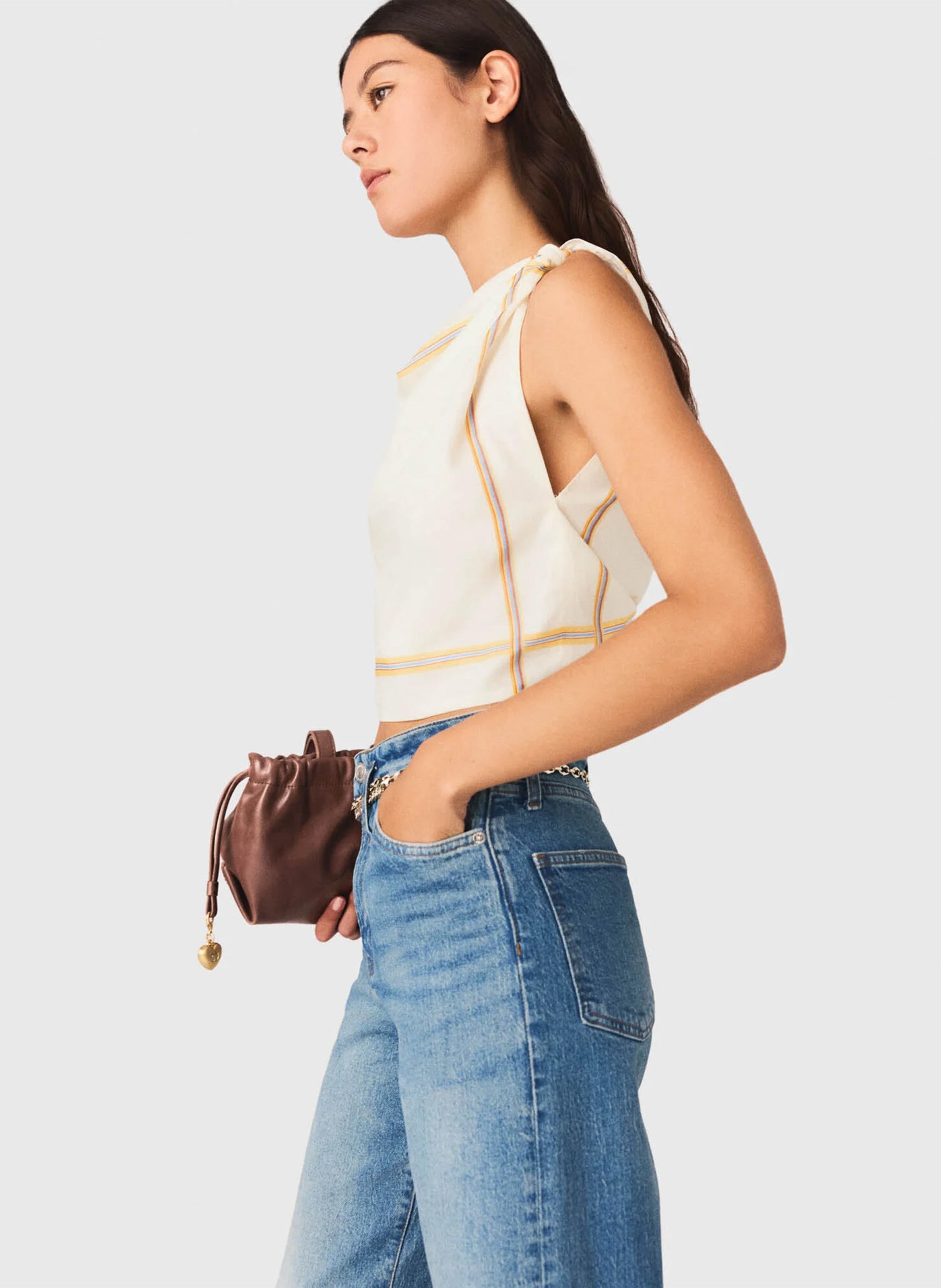 Top droit en coton MAJE Blanc