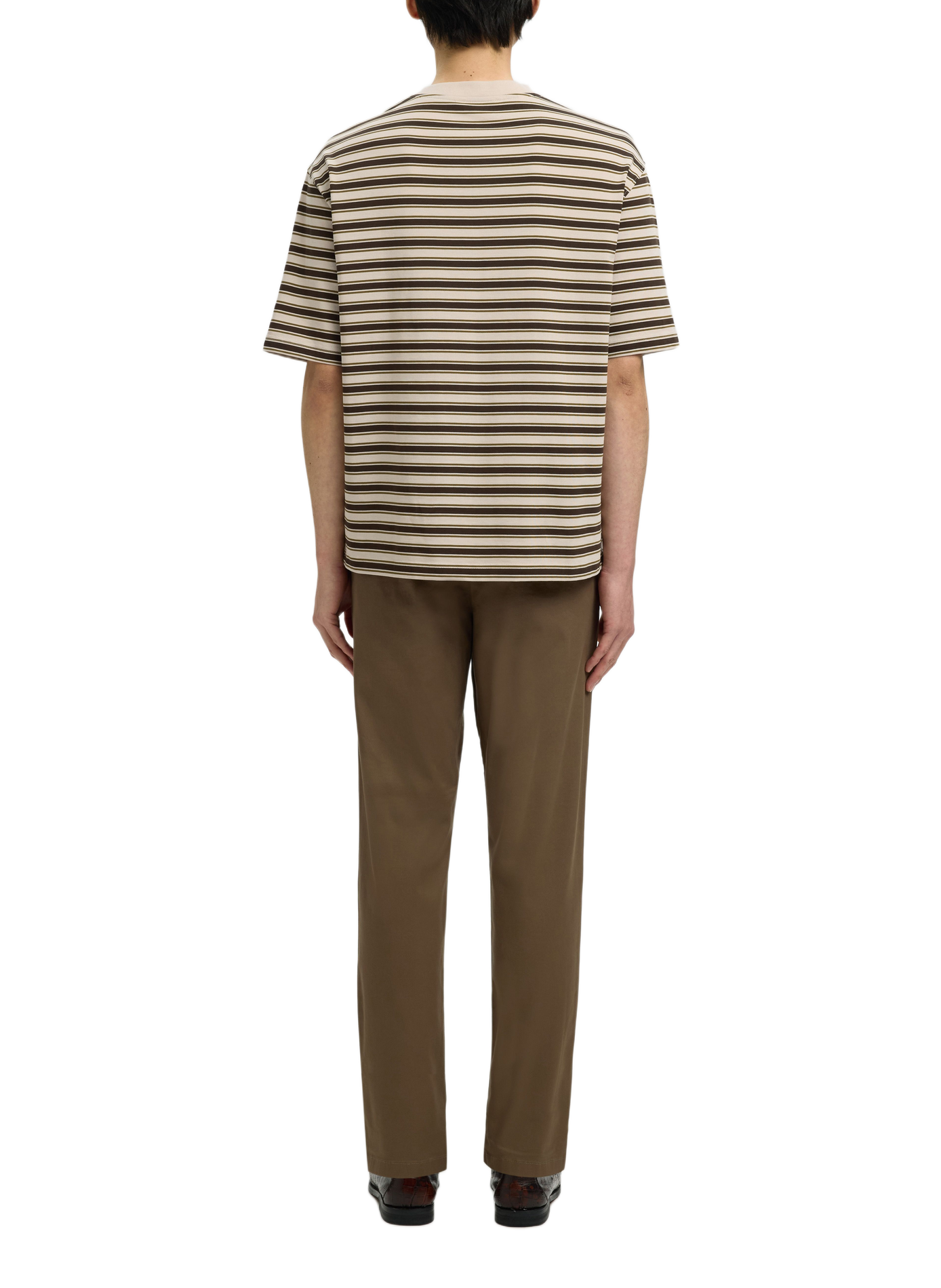 Striped cotton T-shirt SELECTED Beige