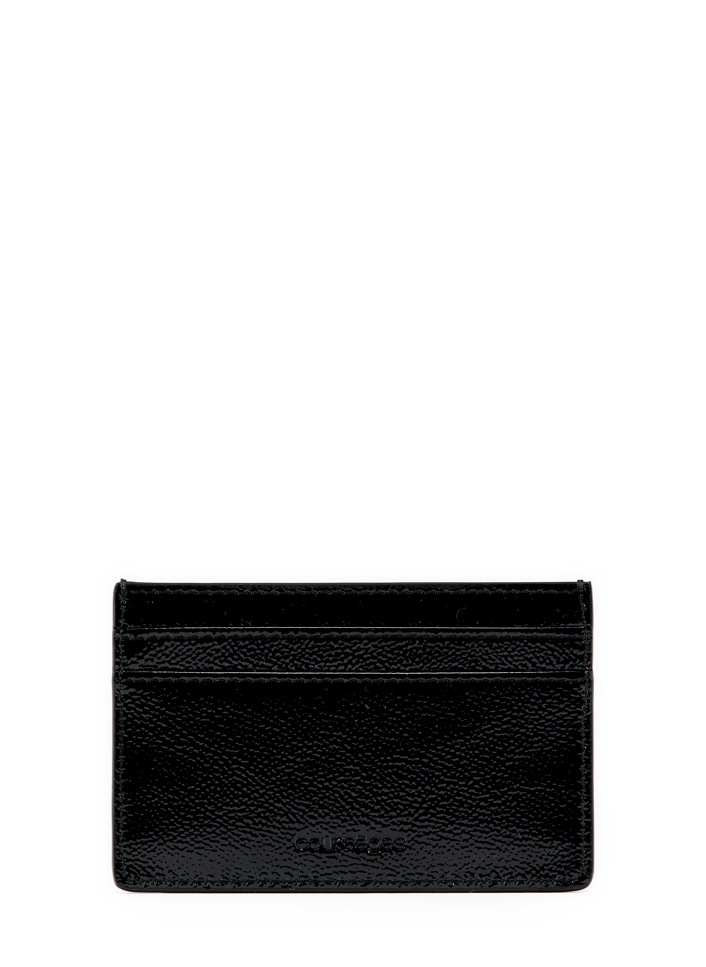 Porte-carte texturé à logo métallisé en cuir  COURRÈGES Noir