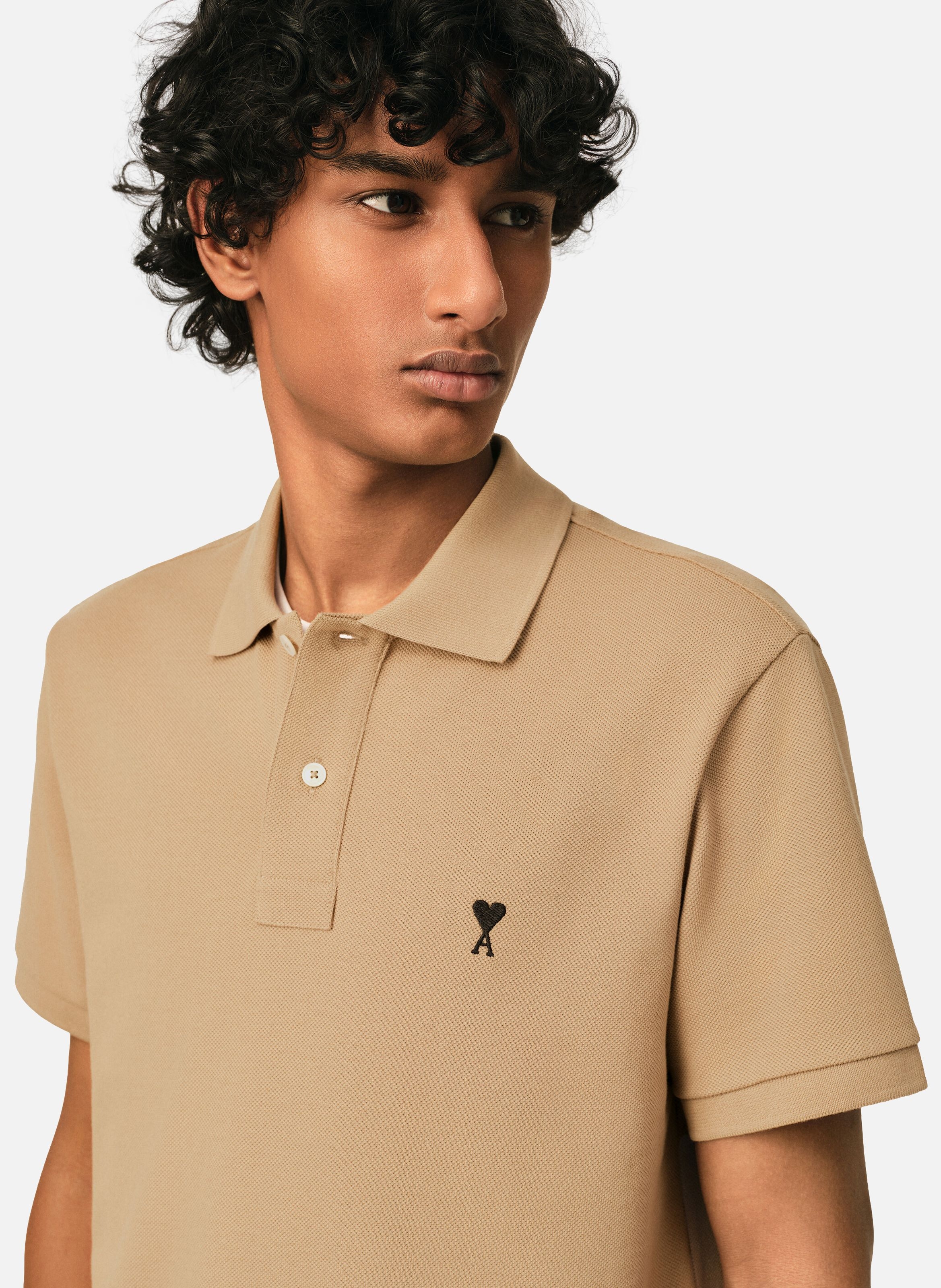 Polo manches courtes ami de coeur en coton AMI PARIS Beige