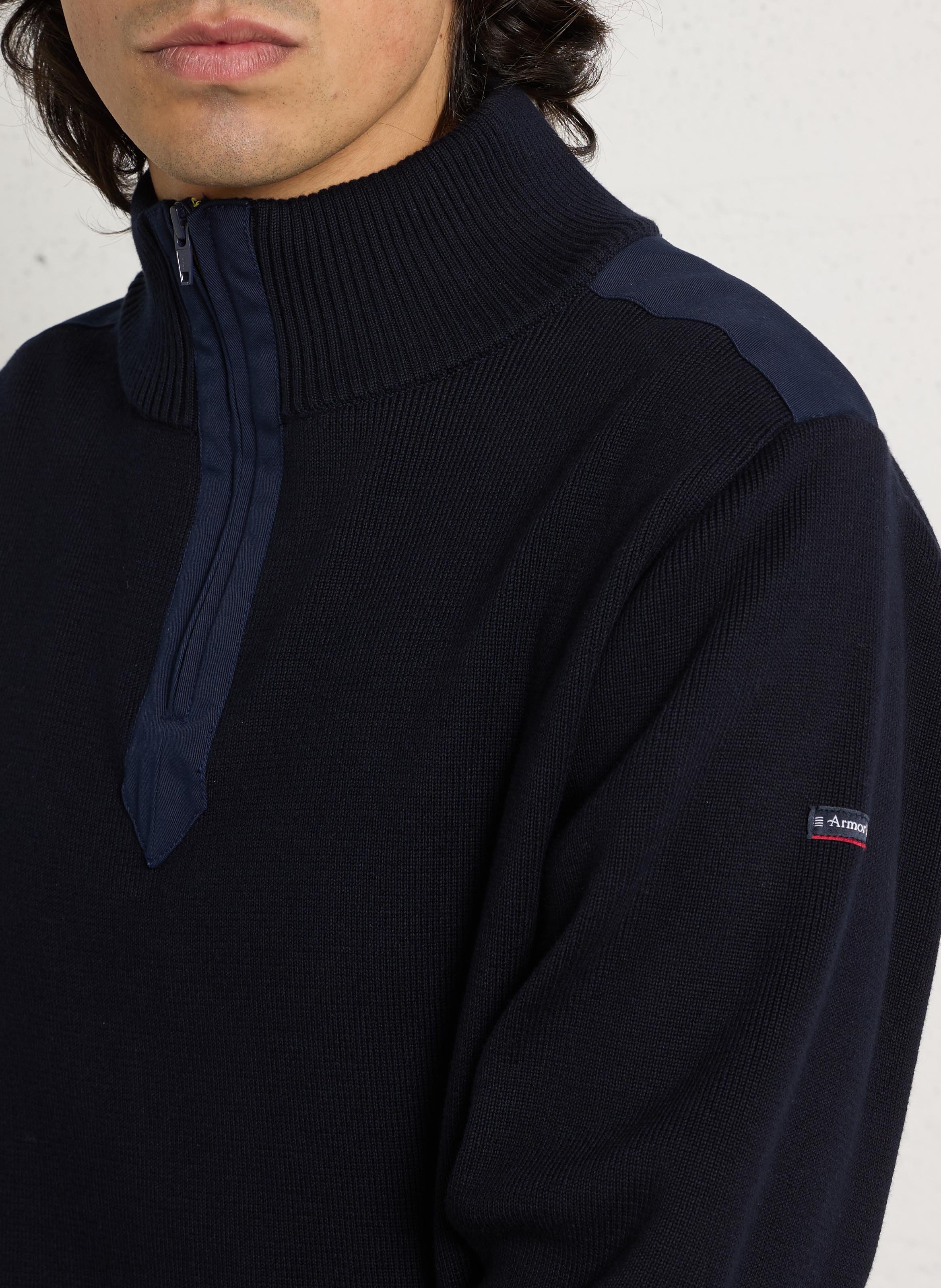 Pull droit col camionneur en coton ARMOR-LUX Bleu