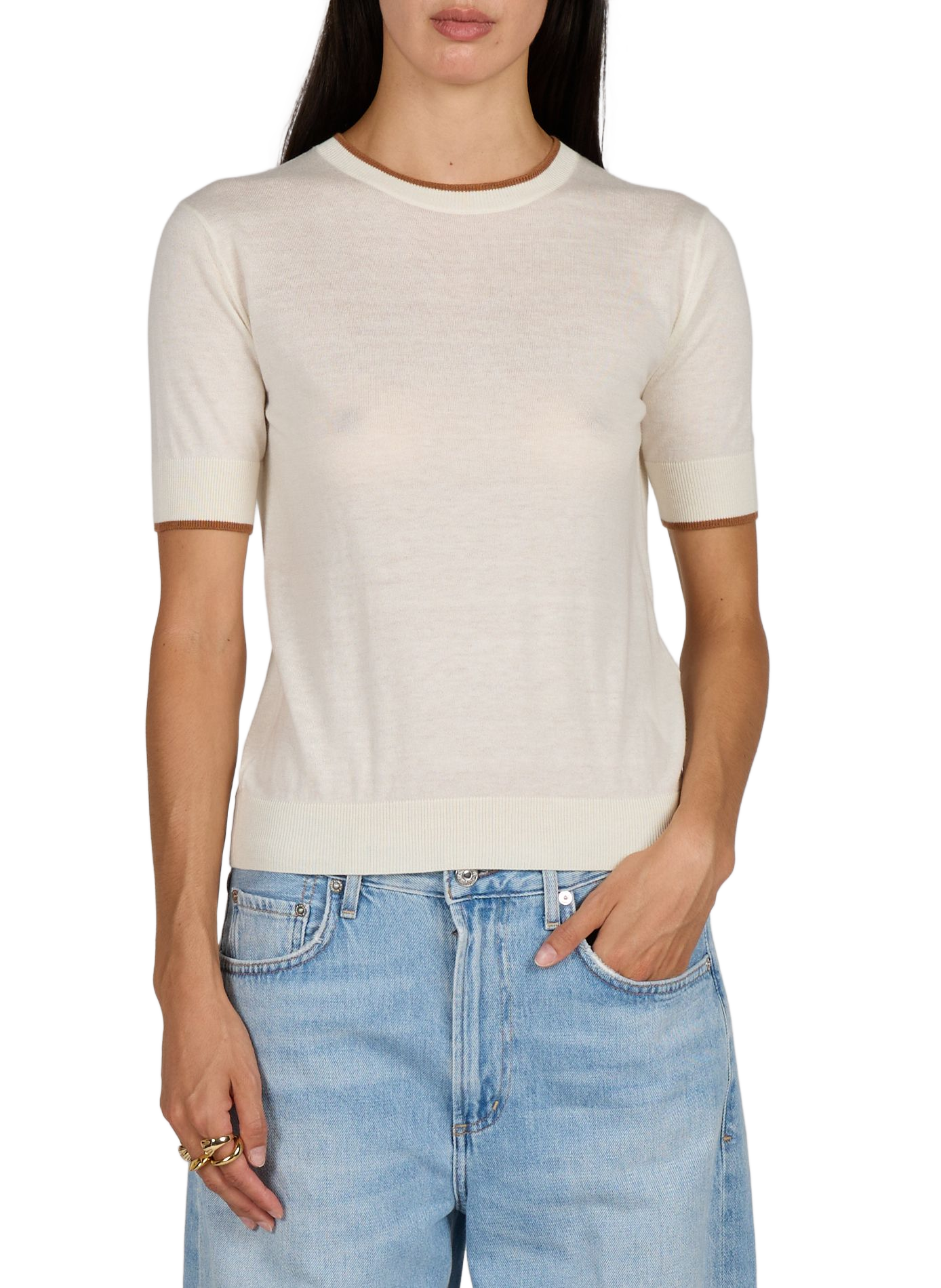 Round neck silk and wool sweater MAX MARA STUDIO White