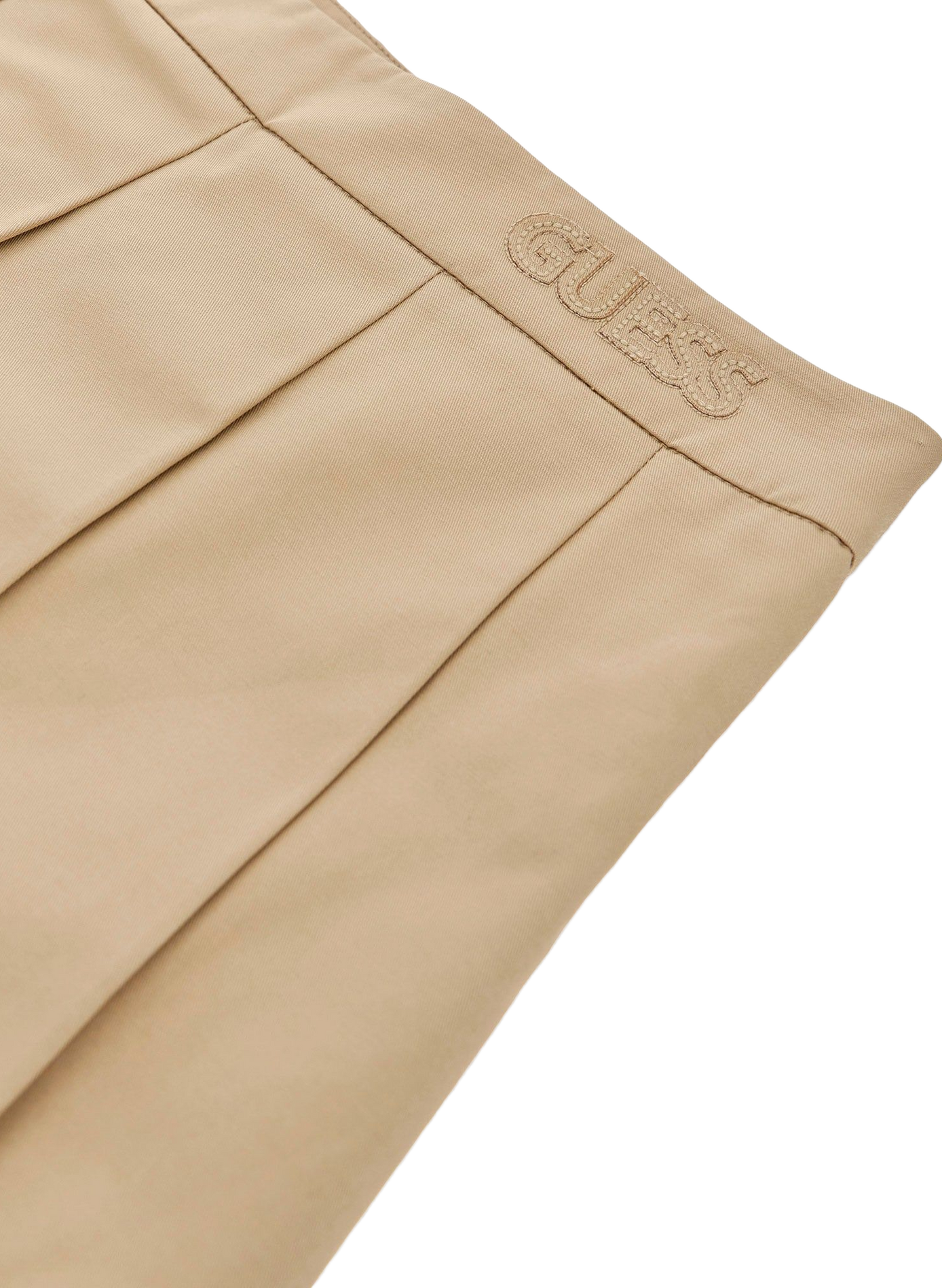 Short pleated skirt with embroidered logo in blended cotton GUESS Beige