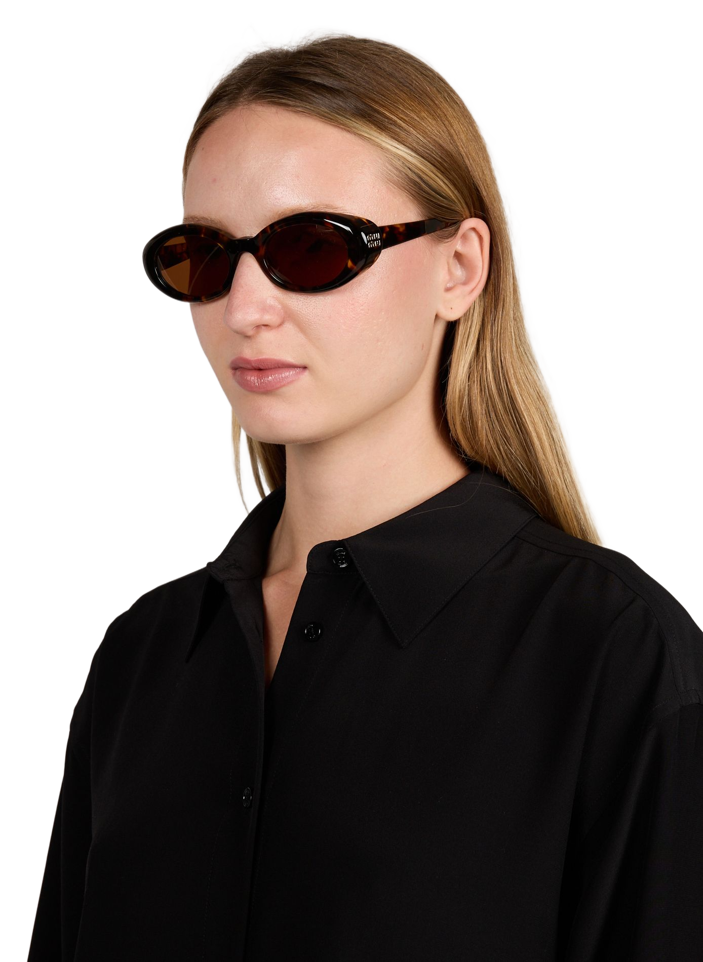 Ovale Sonnenbrille mit Schildpatt-Rahmen MIU MIU Braun