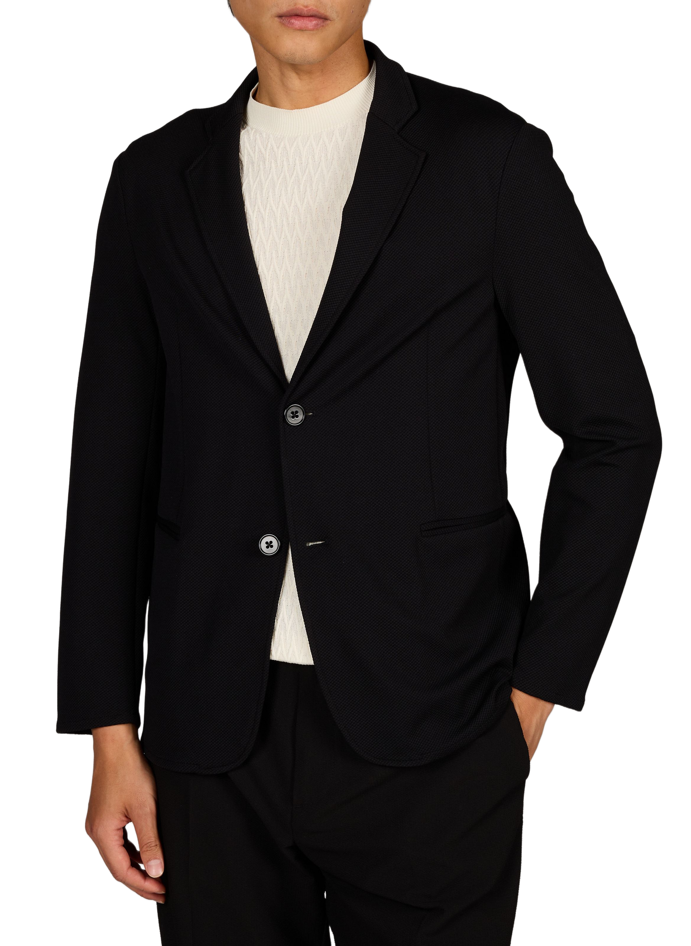 Blazer droit en jersey EMPORIO ARMANI Noir