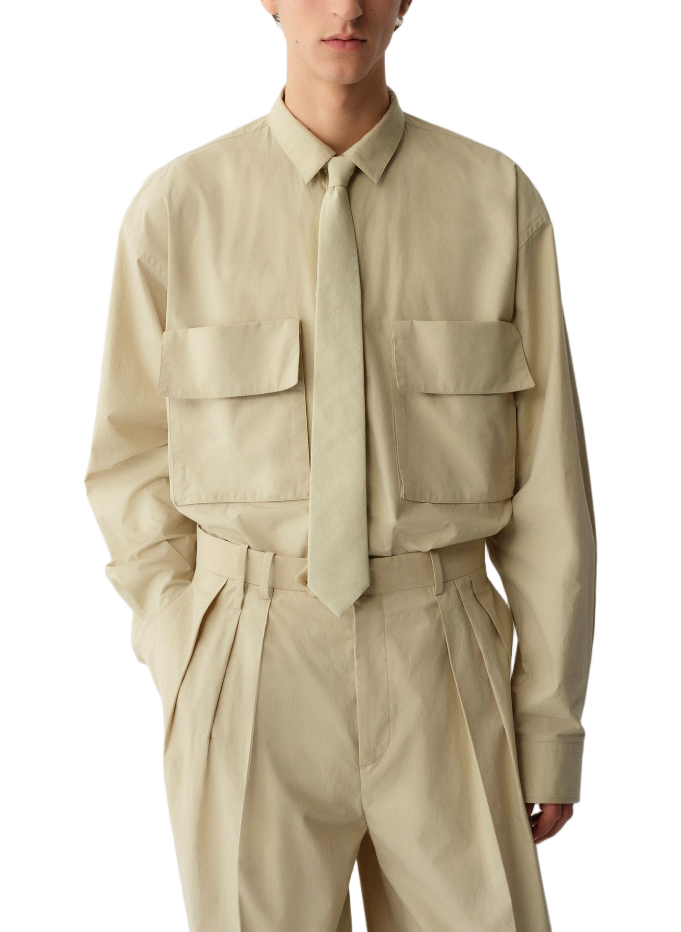 Straight shirt Cornelius in cotton CALVIN KLEIN COLLECTION Beige