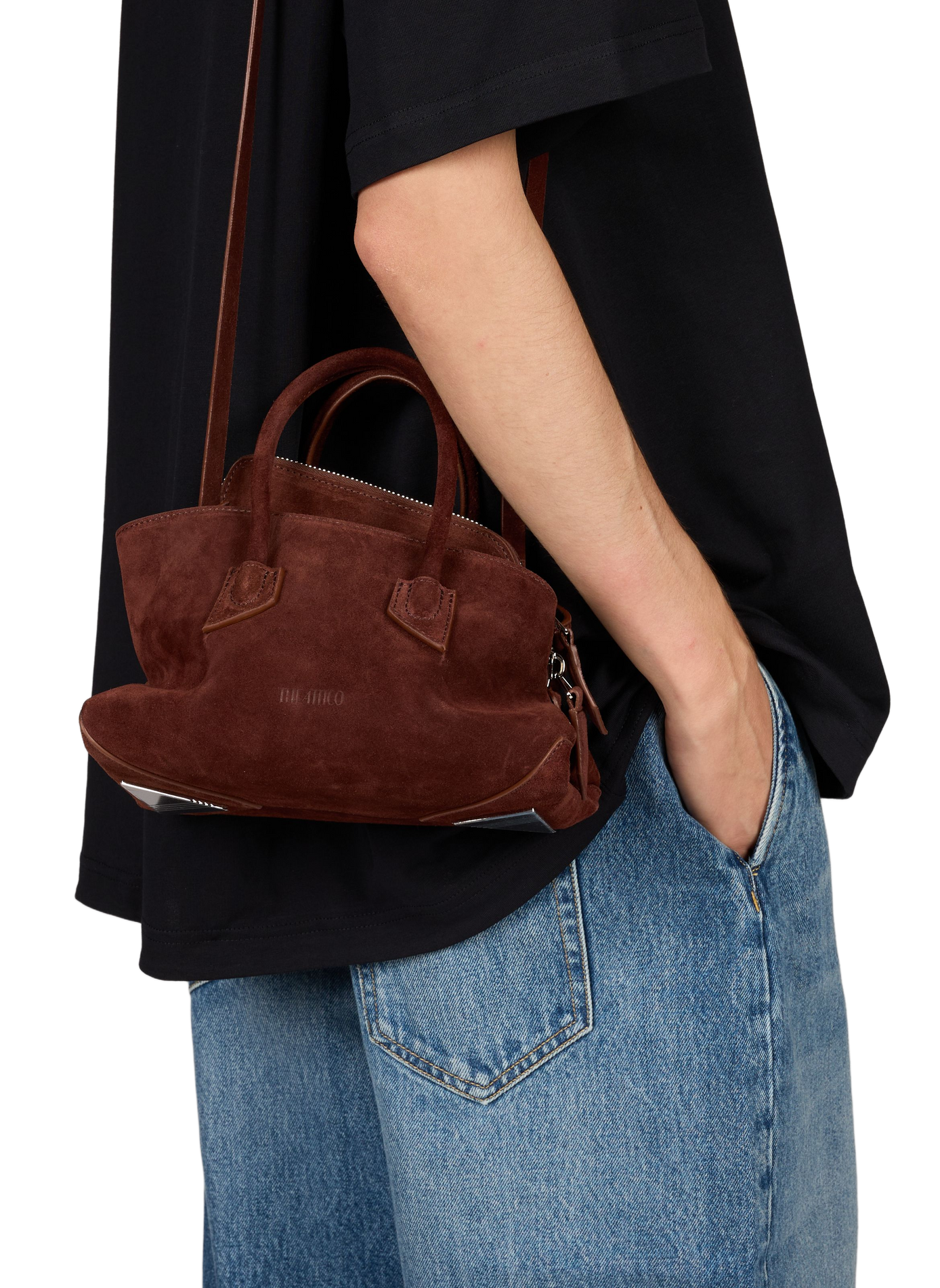 Handbag La Passegiata mini in suede leather THE ATTICO Brown