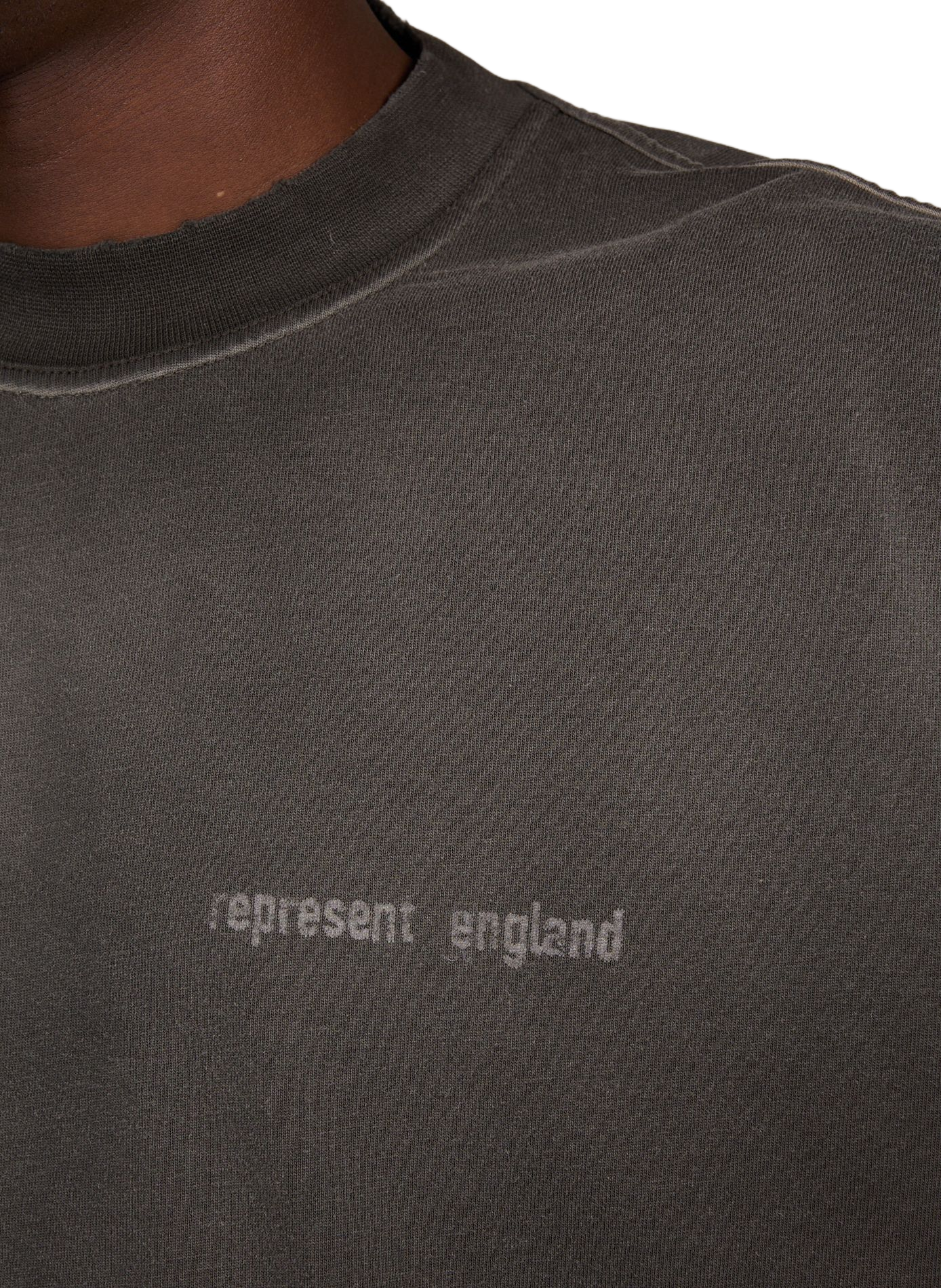 Bedrucktes T-Shirt mit Rundhalsausschnitt aus Baumwolle REPRESENT Grau