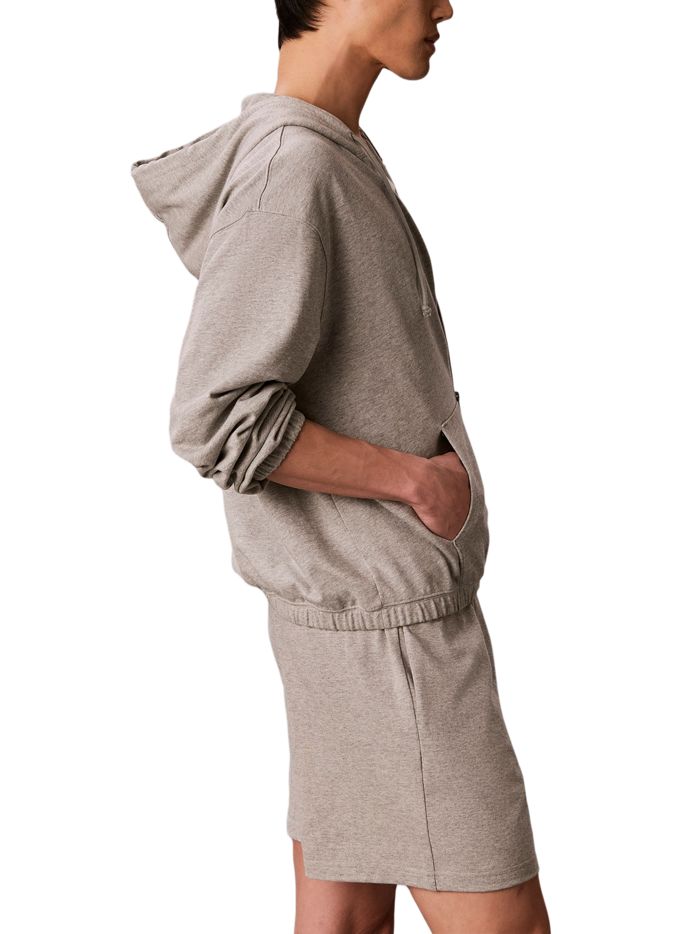 Gerader Kapuzenpullover aus Baumwolle CALVIN KLEIN Grau