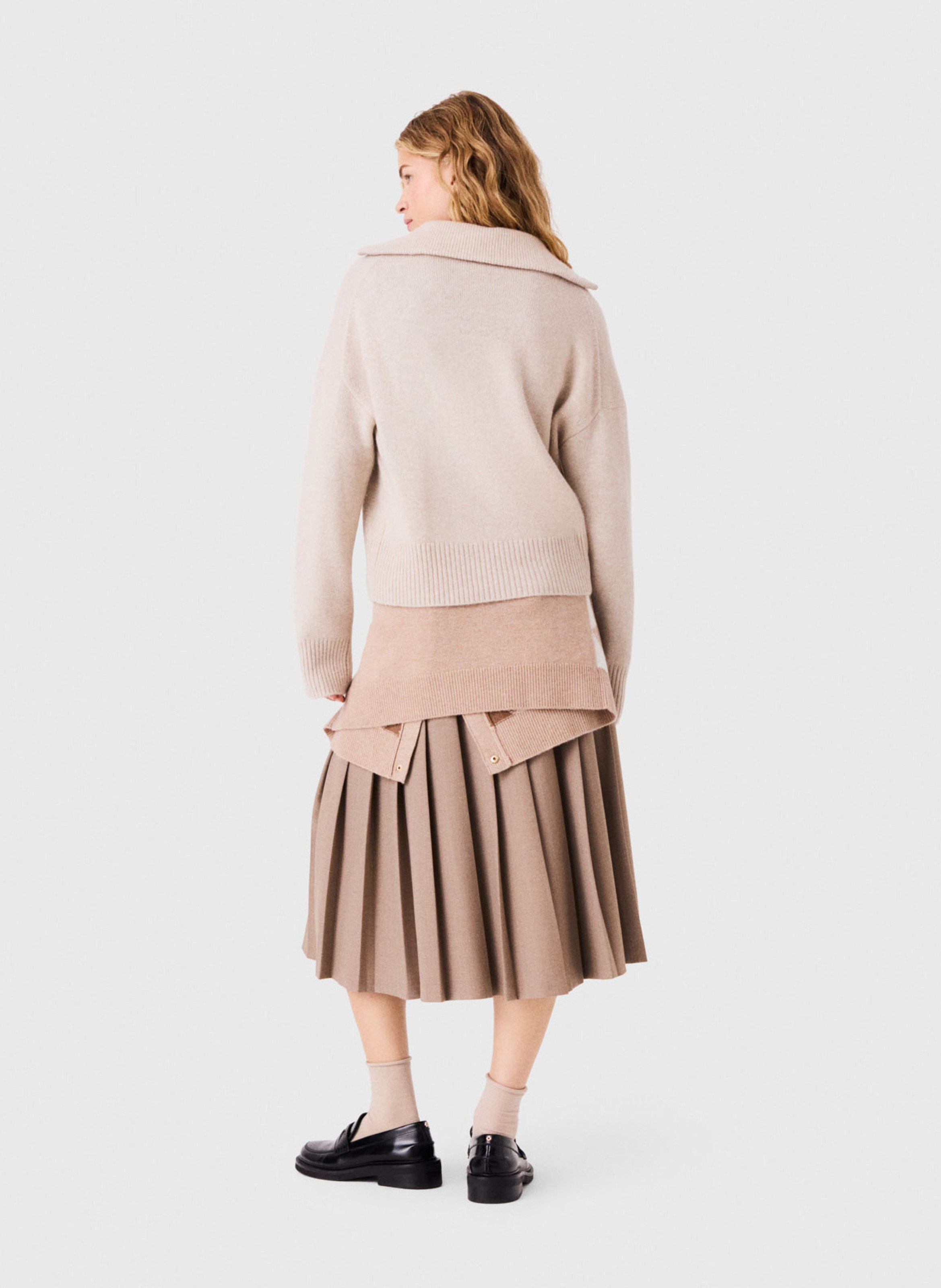 Pull col camionneur en cachemire mélangé MAJE Beige