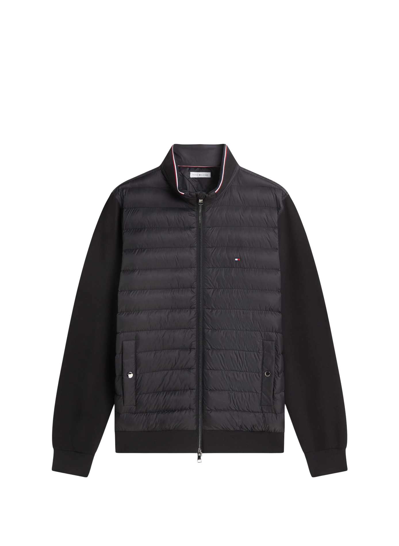 Veste zippée multitexture à liseré en coton mélangé TOMMY HILFIGER Noir
