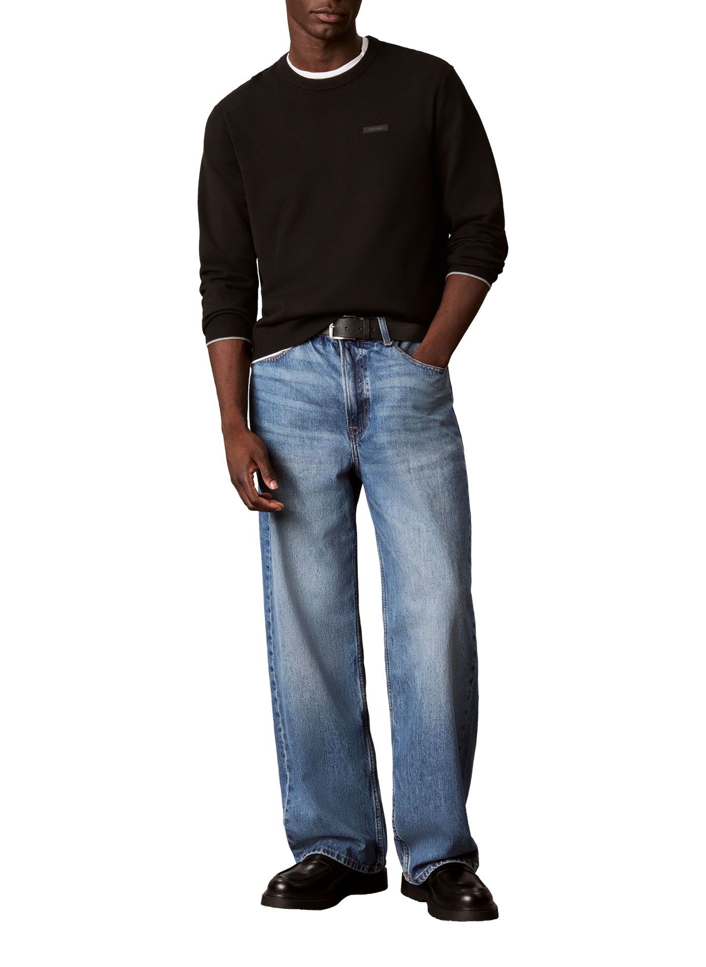 Pull manches longues à logo  CALVIN KLEIN Schwarz