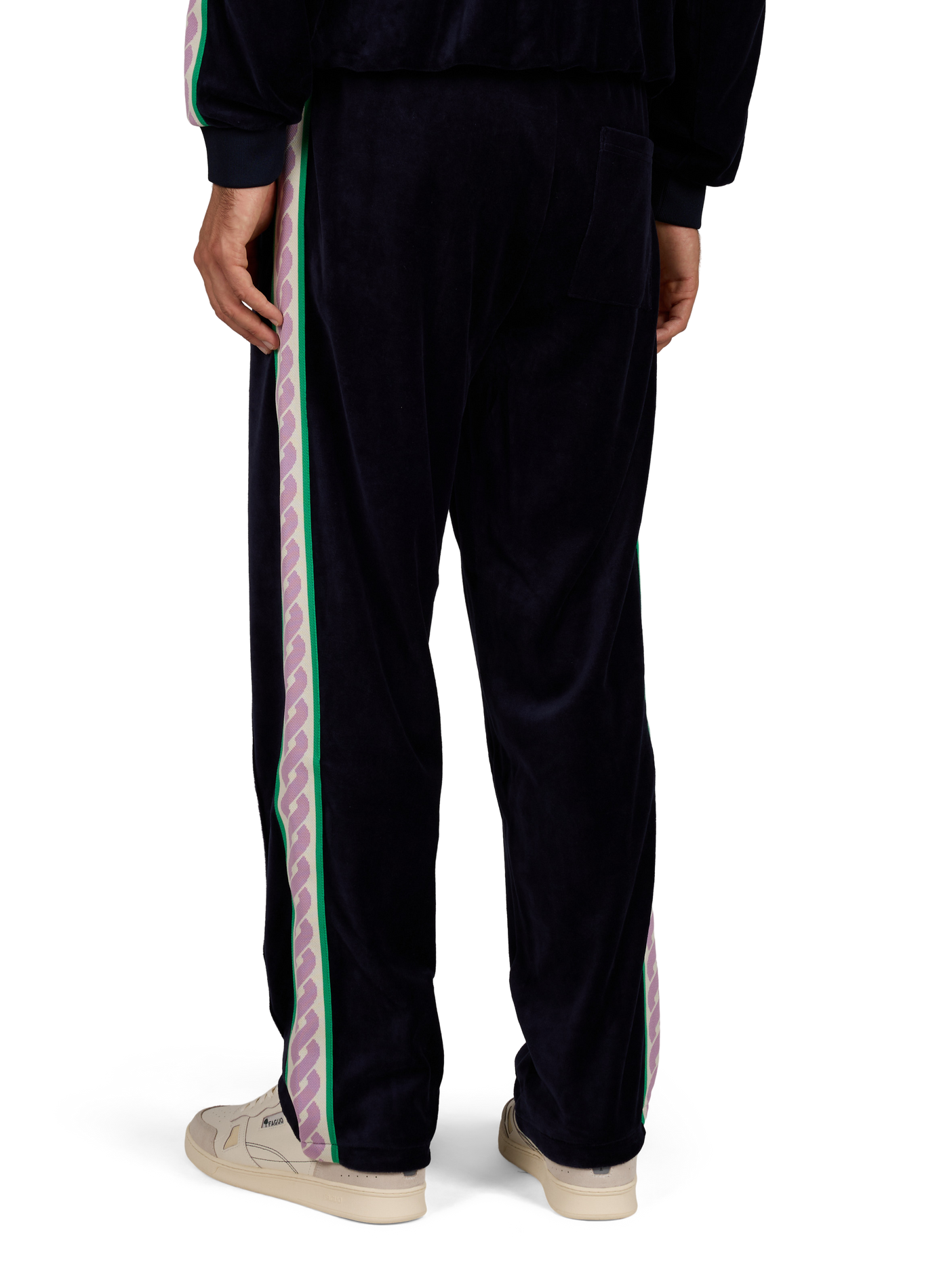 Cotton-blend velour track pants DROLE DE MONSIEUR Blue
