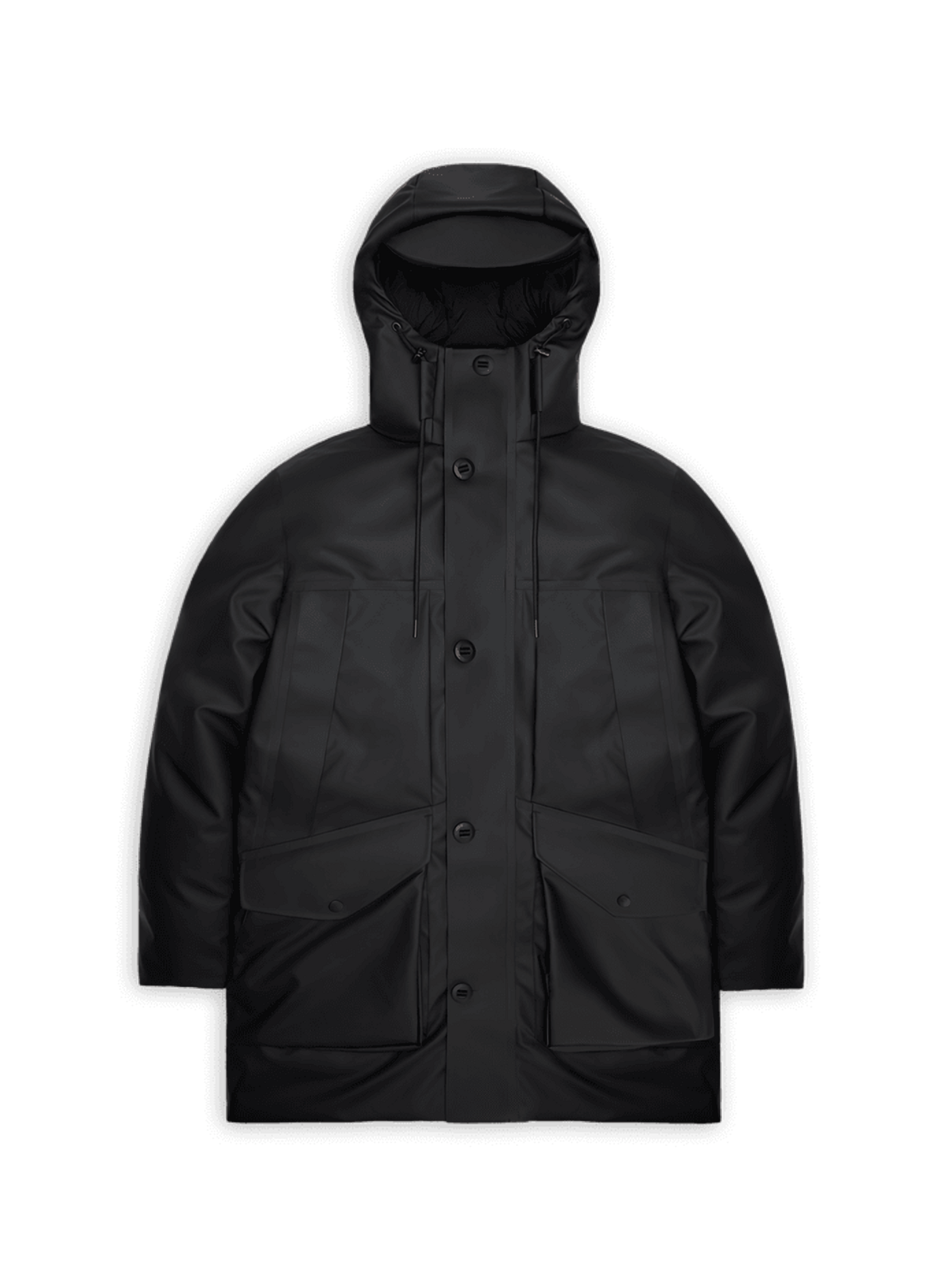Long straight Novi hooded parka RAINS Black