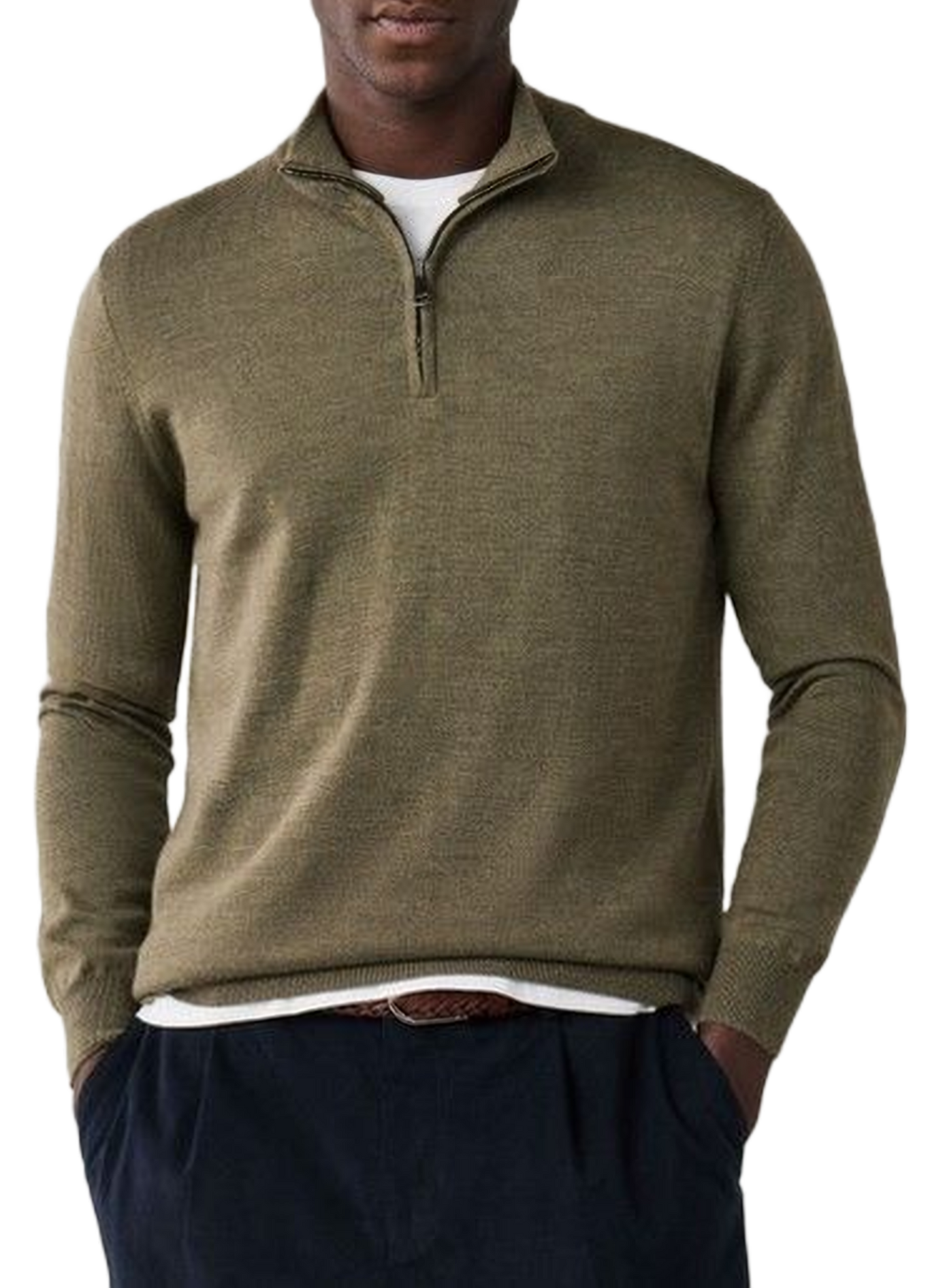 Merino wool zip-neck jumper FACONNABLE Khaki