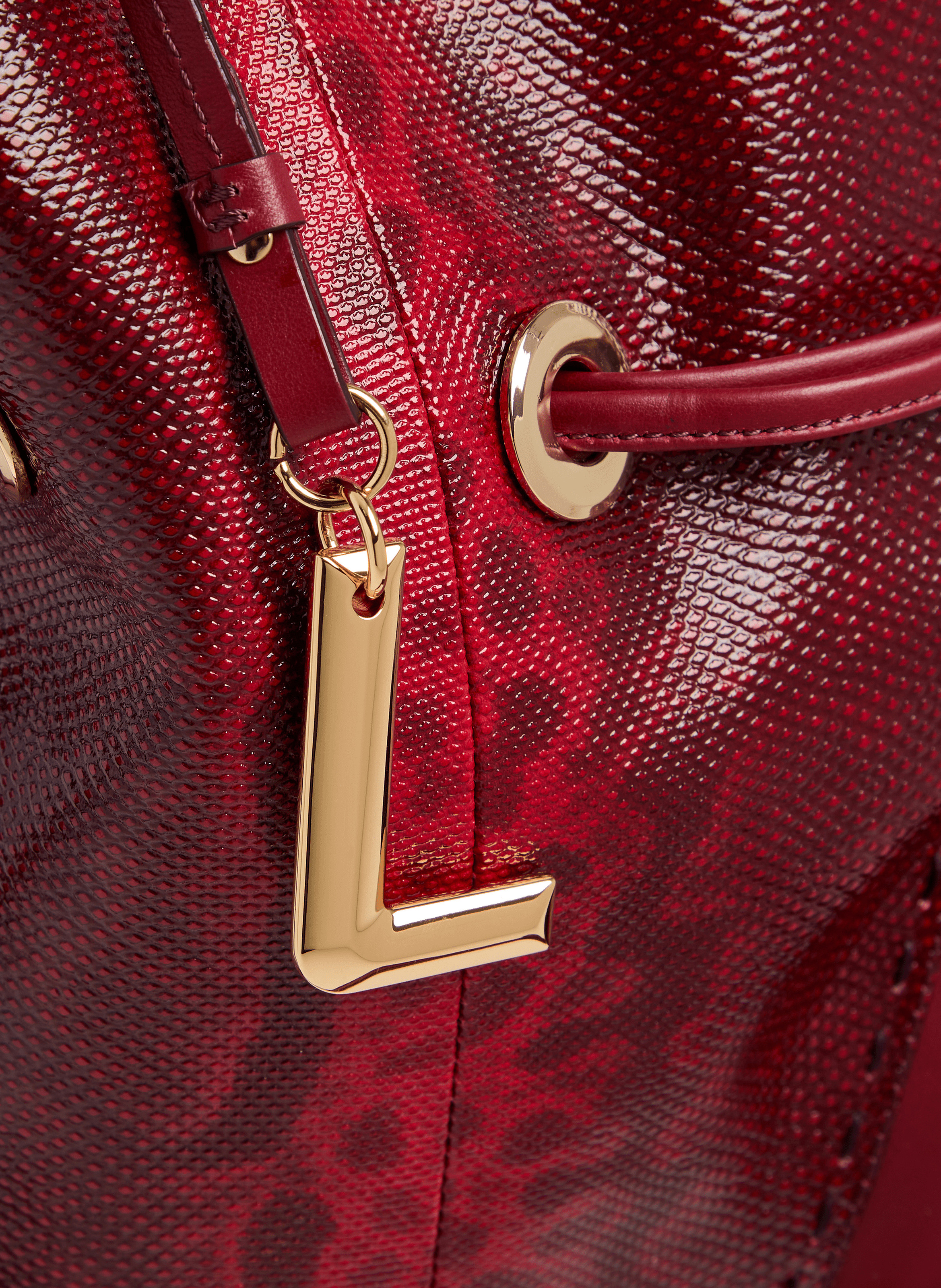 Sac seau premier flirt de lancel en animation 150y karung : karung & cuir de vachette lisse LANCEL Rouge
