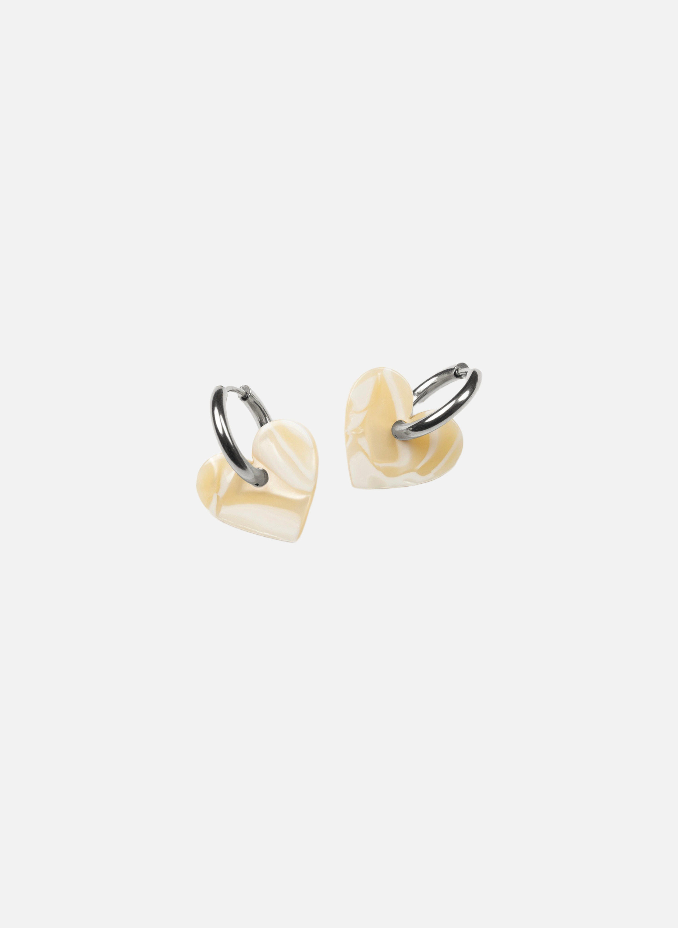 Boucles d'oreilles lova lova avec anneaux en acier inoxydable argenté KURAGE GINZA Beige
