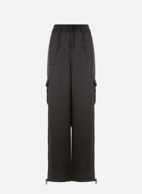 Satin pants in recycled polyester blend Black SEASON 1865 