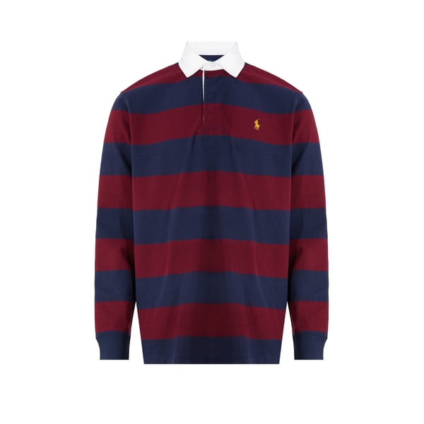 Polo rayé manches longues en coton