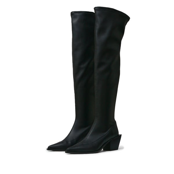 Cuissardes ARAVACA en cuir stretch noir