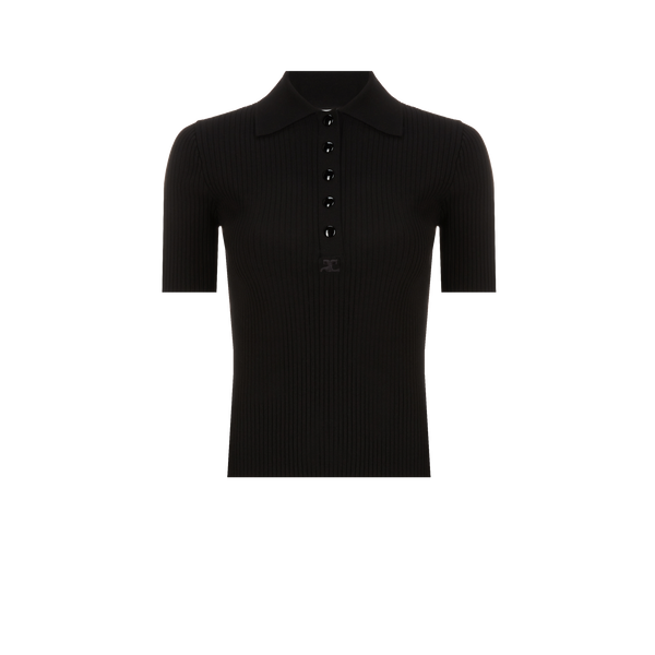 Courrèges Ribbed Polo Shirt In Black