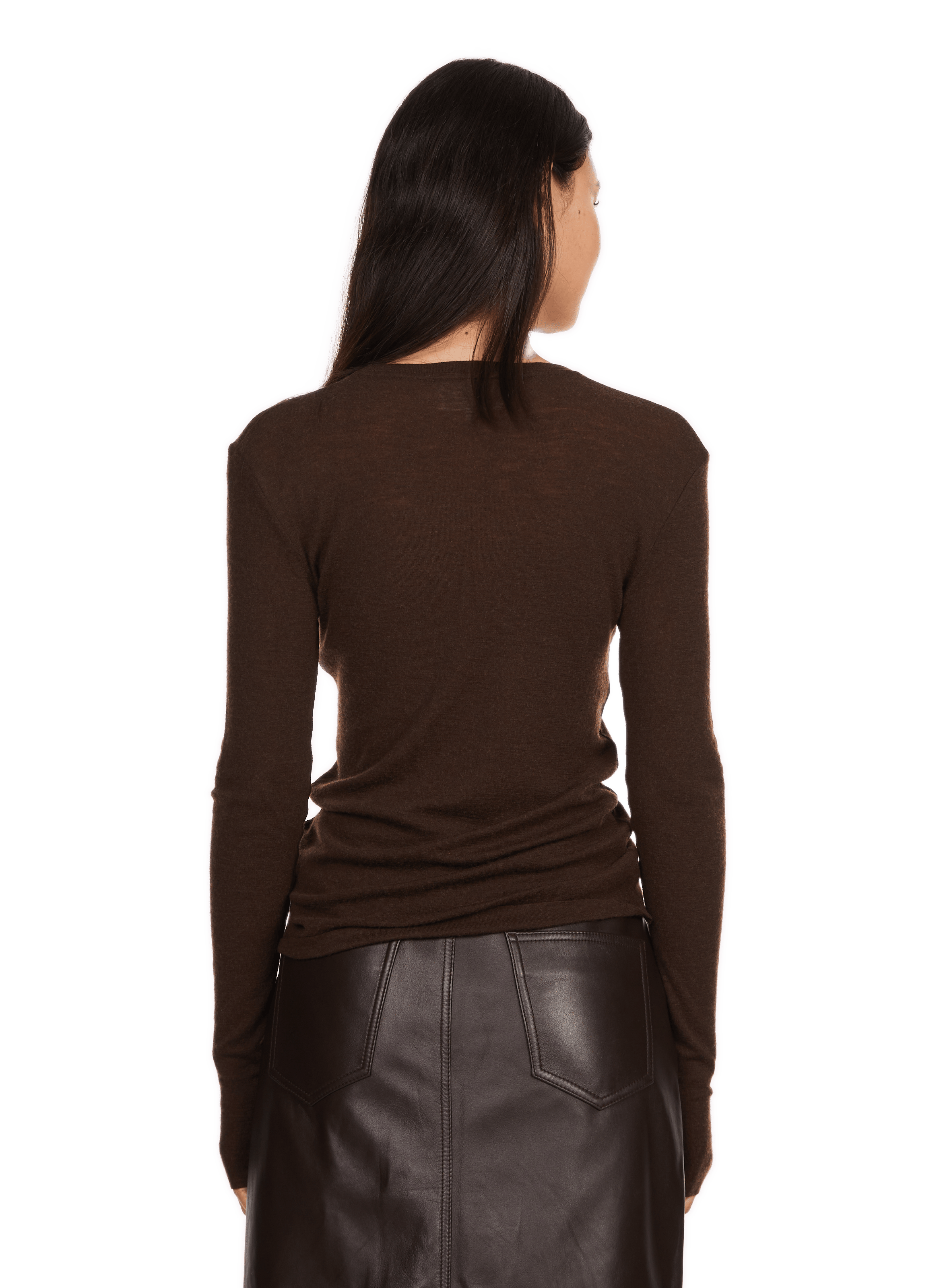 Pull fin Qola col rond en laine vierge SAISON 1865 Marron