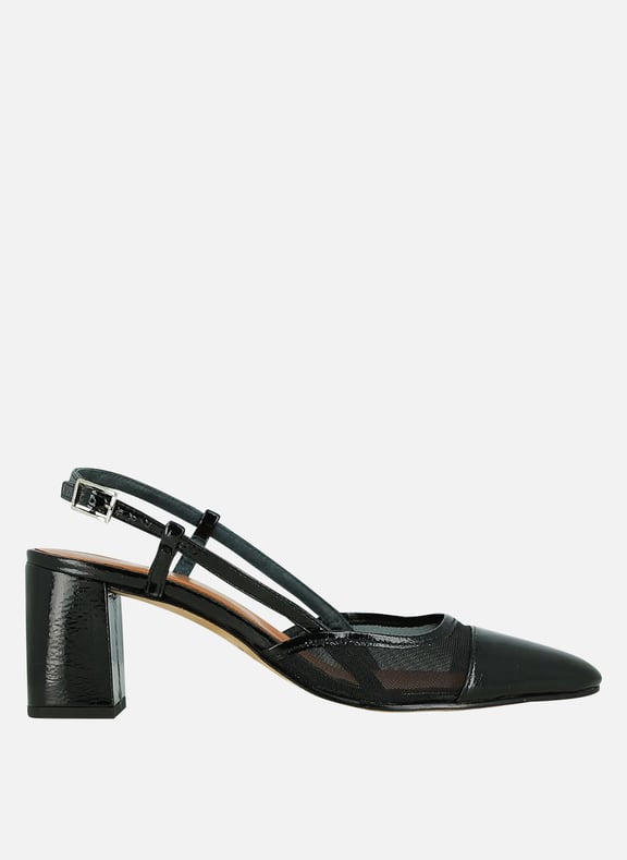 Slingbacks à talons vernis dhapopille Noir by JONAK JONAK Slingbacks à talons vernis dhapopille Noir