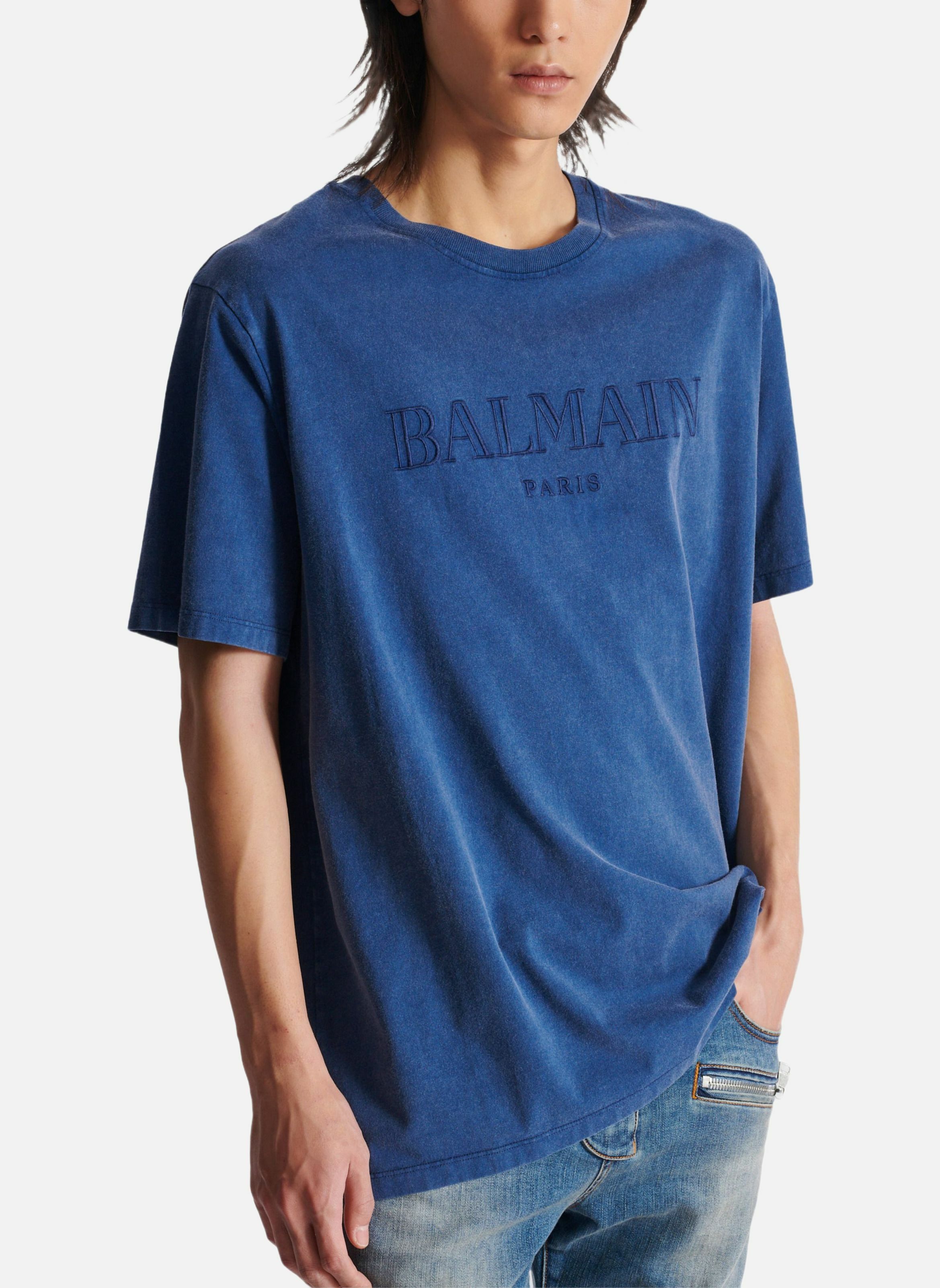 T-shirt ample avec broderie balmain vintage BALMAIN Bleu