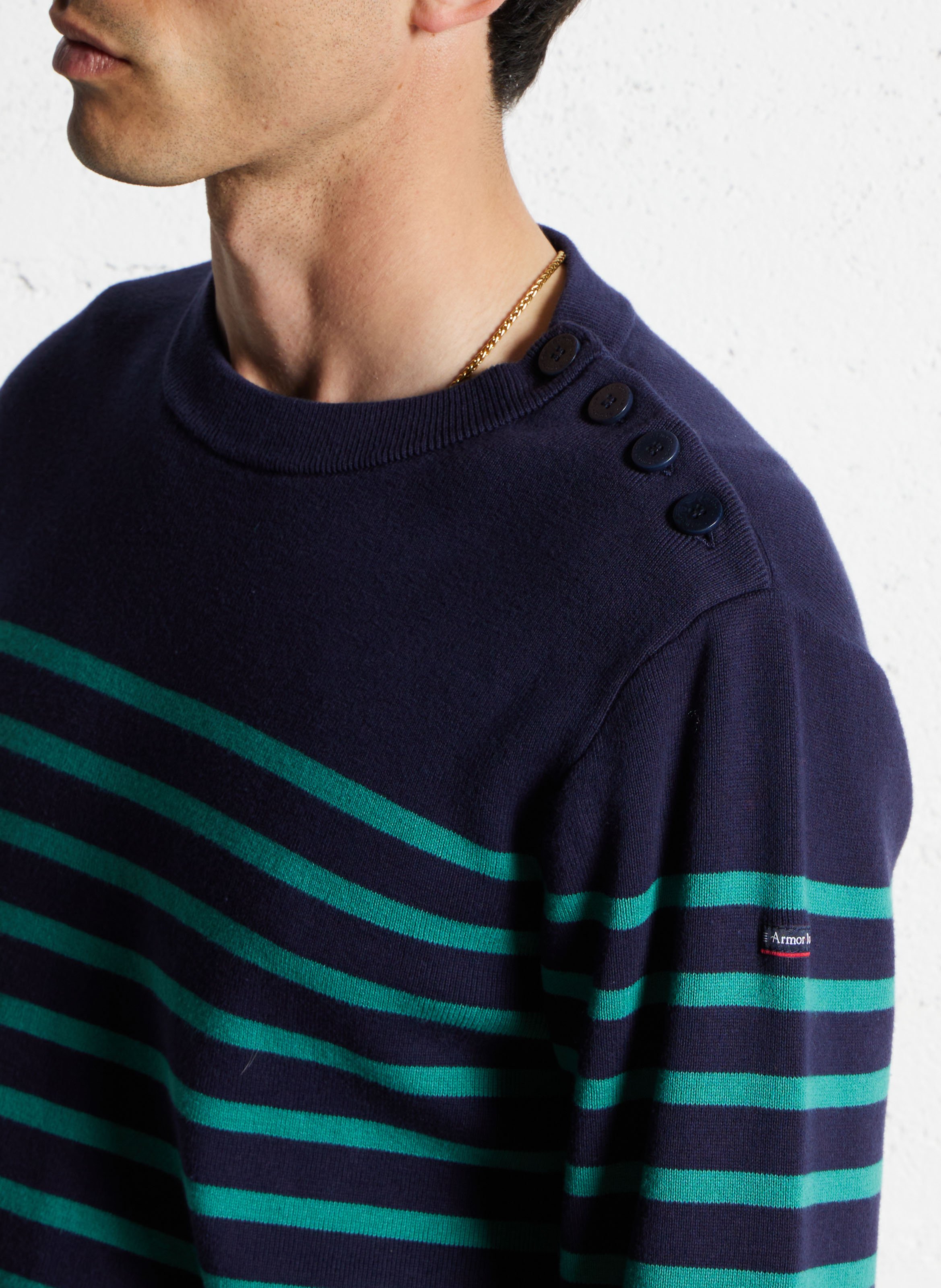 Marinière col rond slim-fit en maille de coton ARMOR-LUX Multicolore