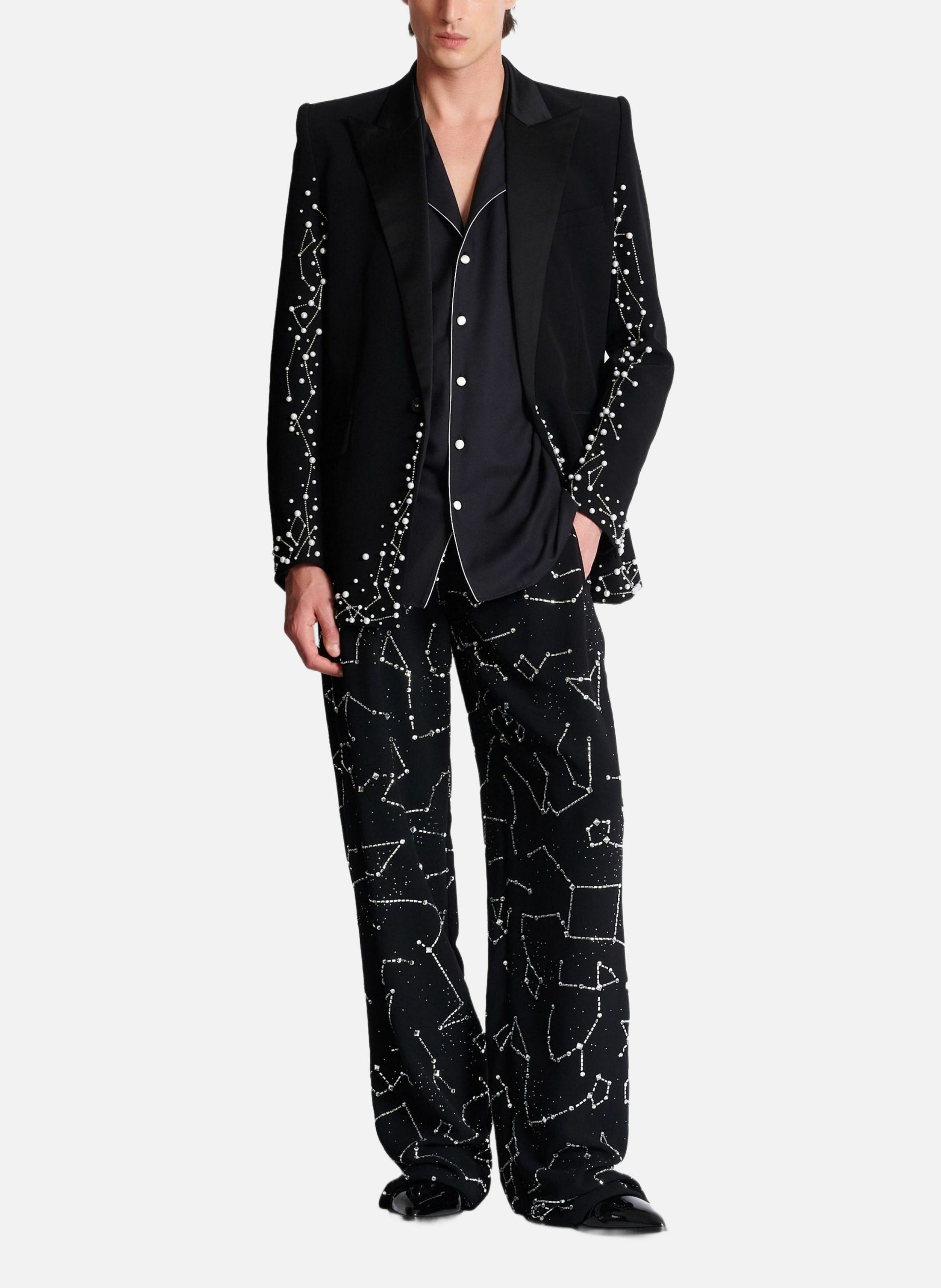 Chemise pyjama imprimée motif 9 planètes BALMAIN Noir