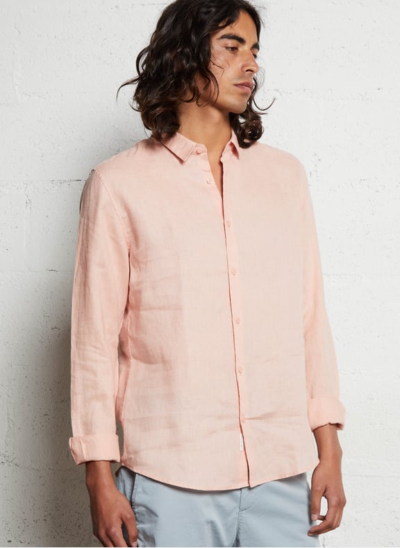 Chemise slim-fit en lin Rose by IKKS IKKS Chemise slim-fit en lin Rose