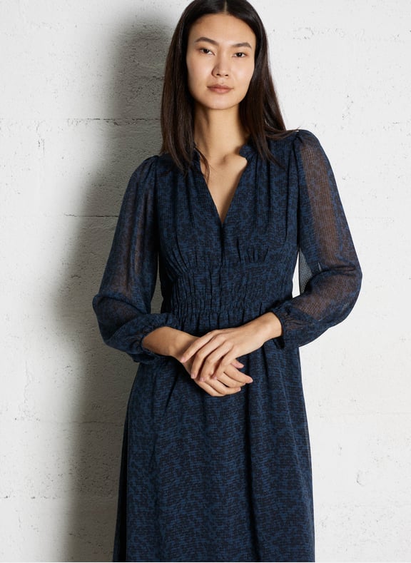 Robe droite col v lara Bleu by MAISON 123 MAISON 123 Robe droite col v lara Bleu