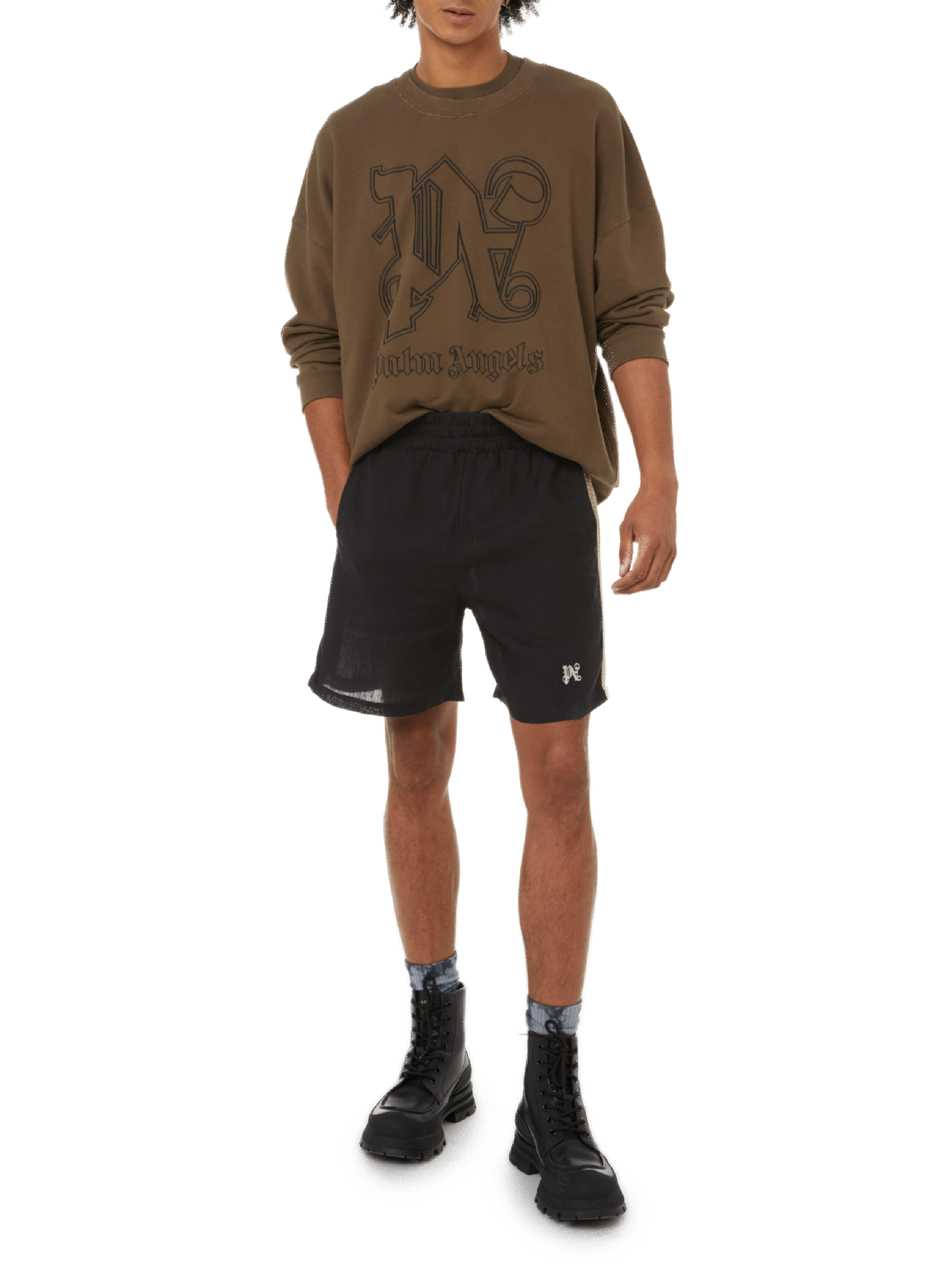 Cotton sweatshirt PALM ANGELS Brown