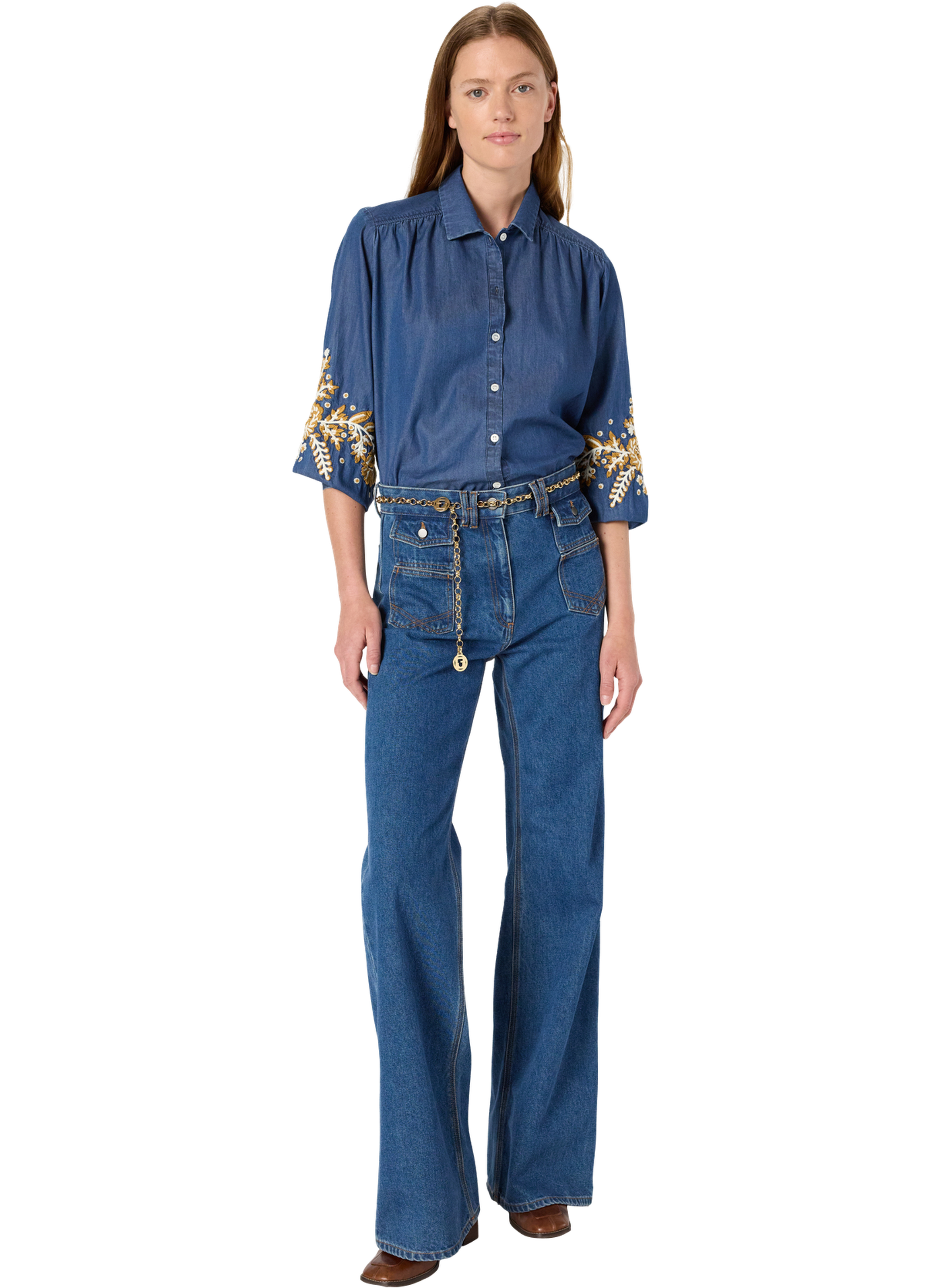 Chemise en jean à broderies - amelie GERARD DAREL Bleu