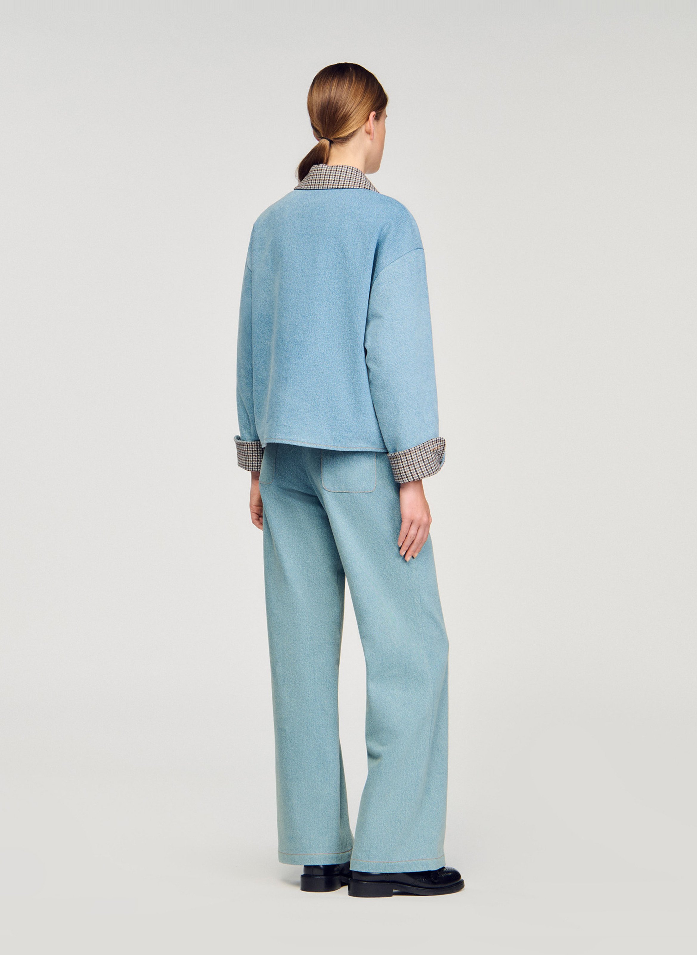 Blouson col classique en coton SANDRO Bleu
