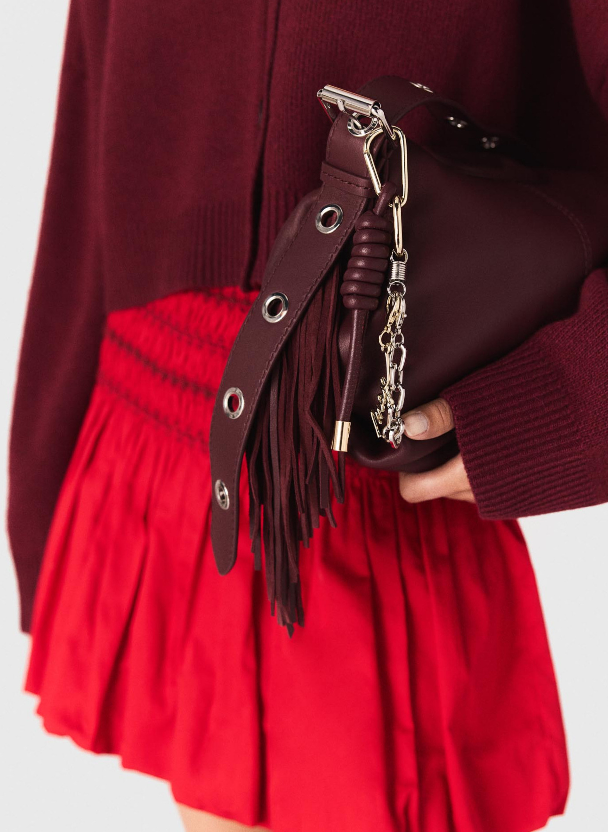 Jupe courte évasée élastiquée MAJE Rouge