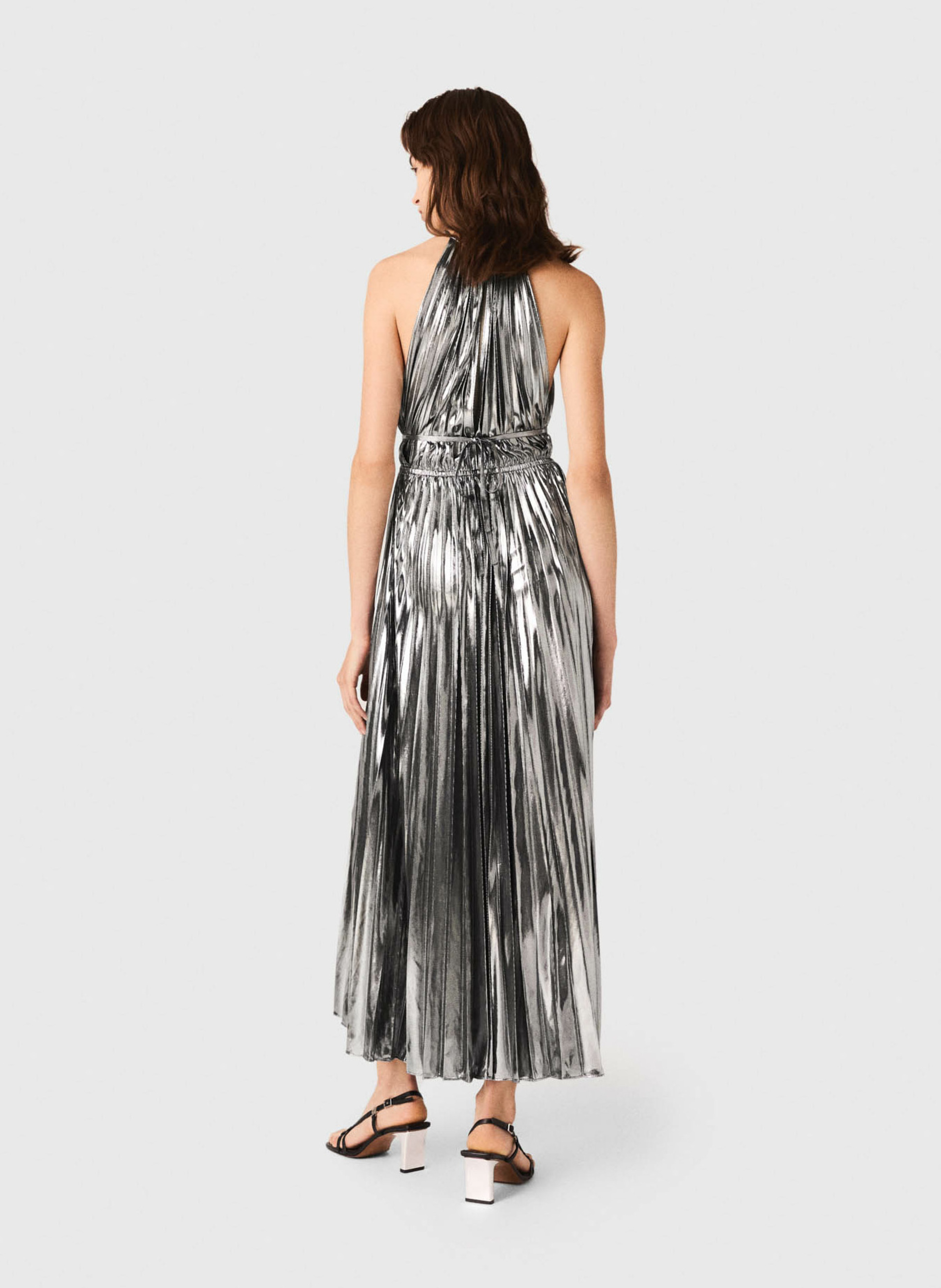 Robe longue métallisée Argent