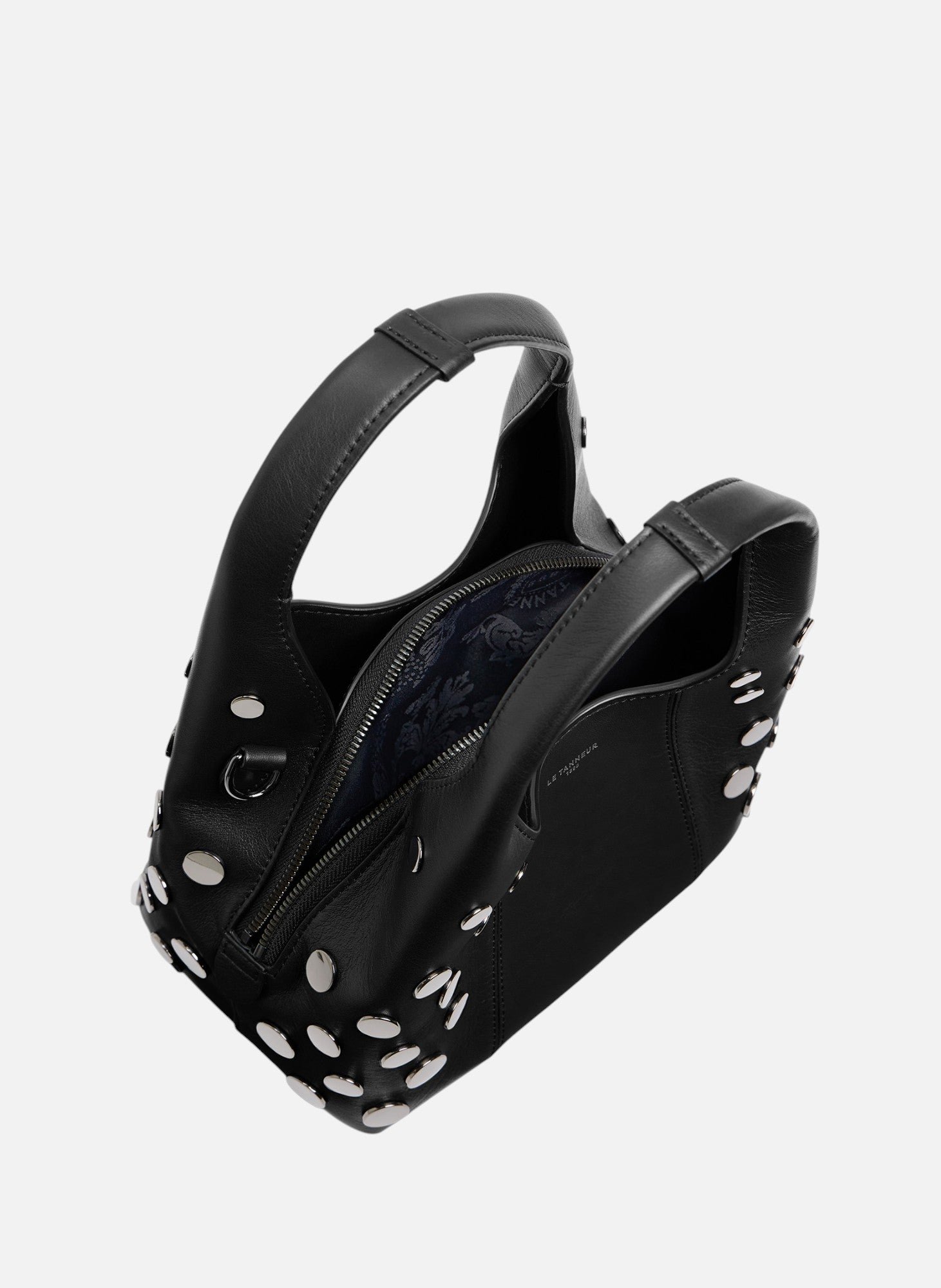 Petit sac à main juliette en cuir lisse avec studs Noir