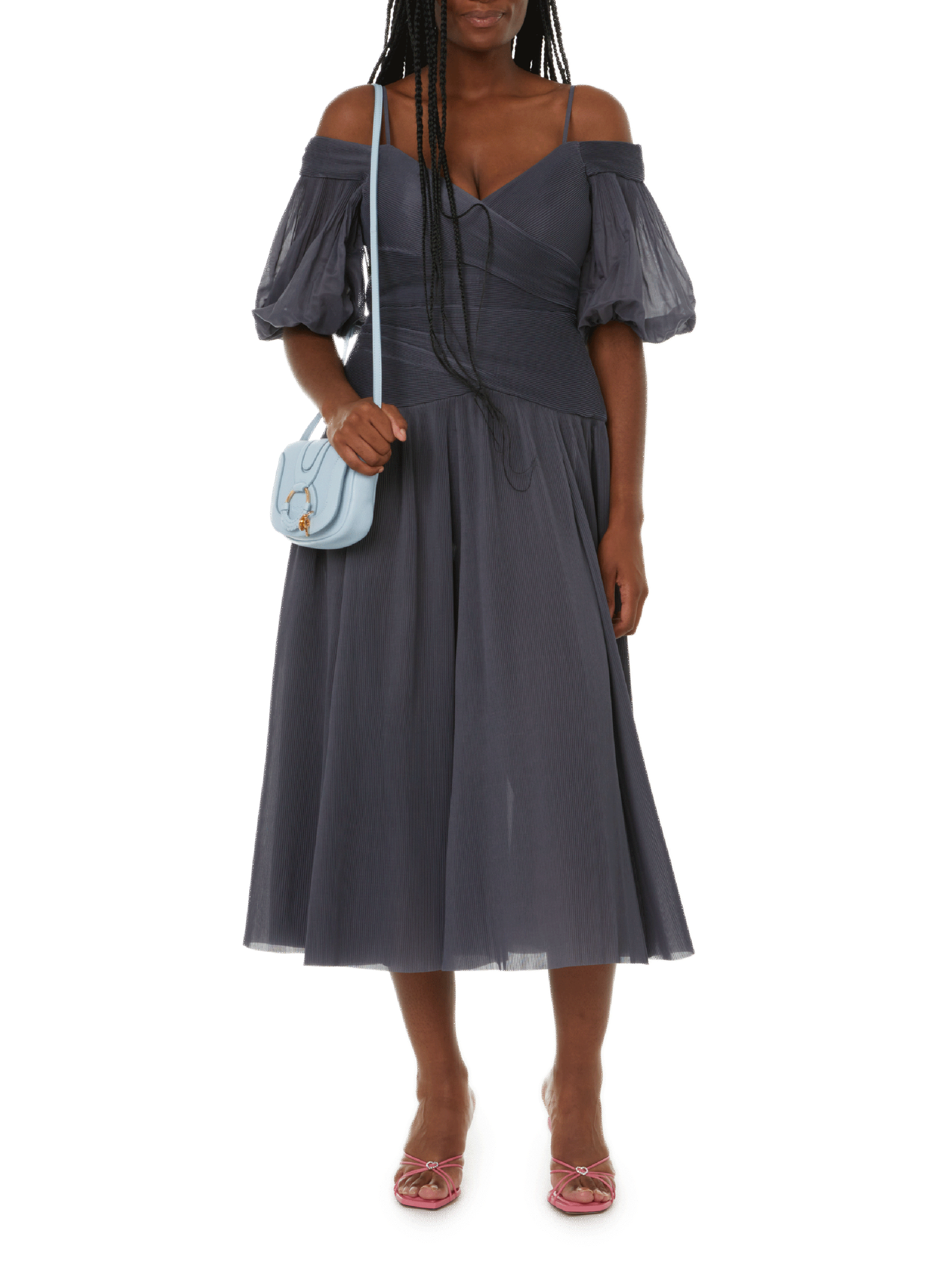 ZIMMERMANN Pleated midi dress Blue