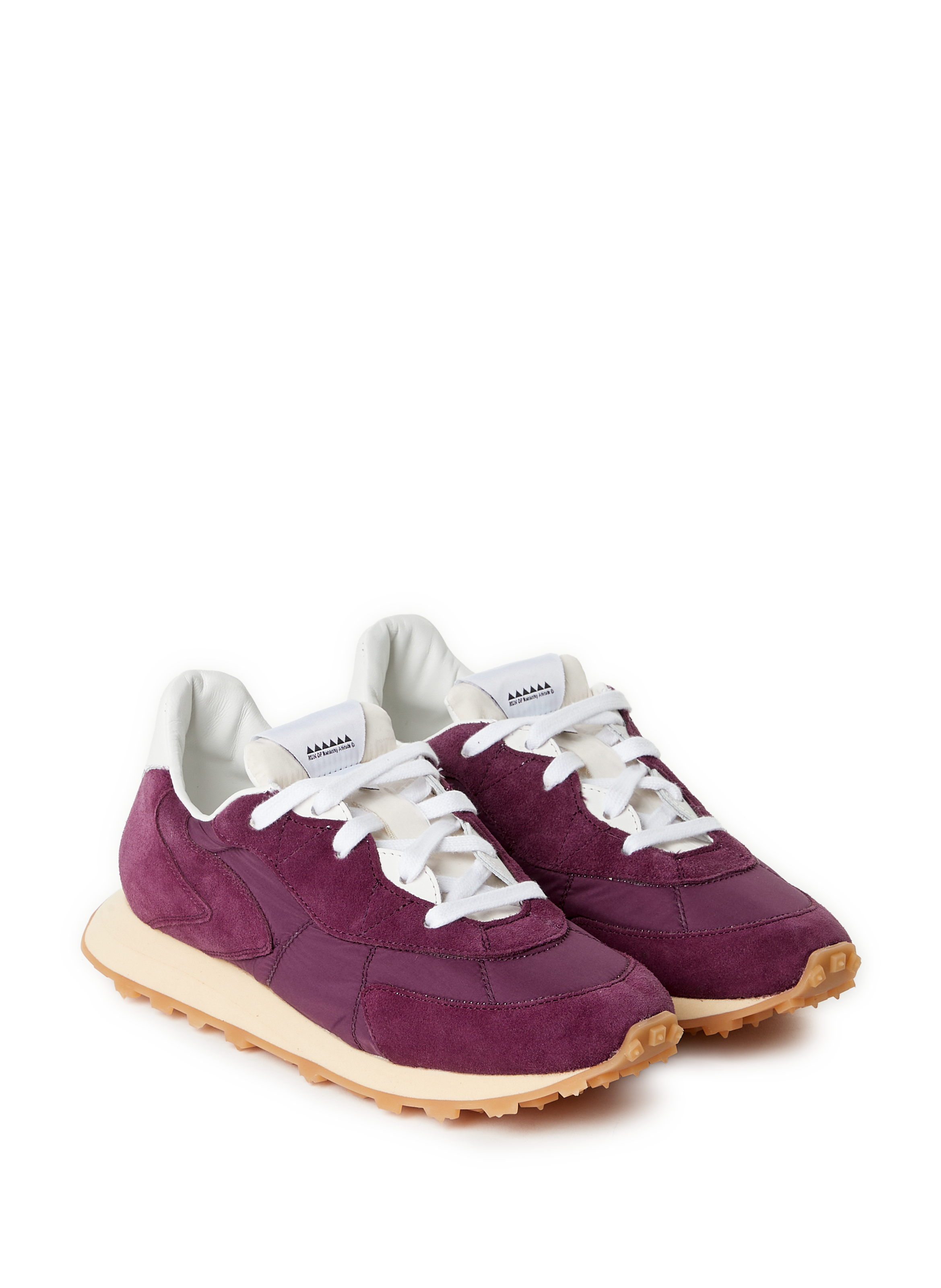 Mixed leather sneakers RUN OF Red