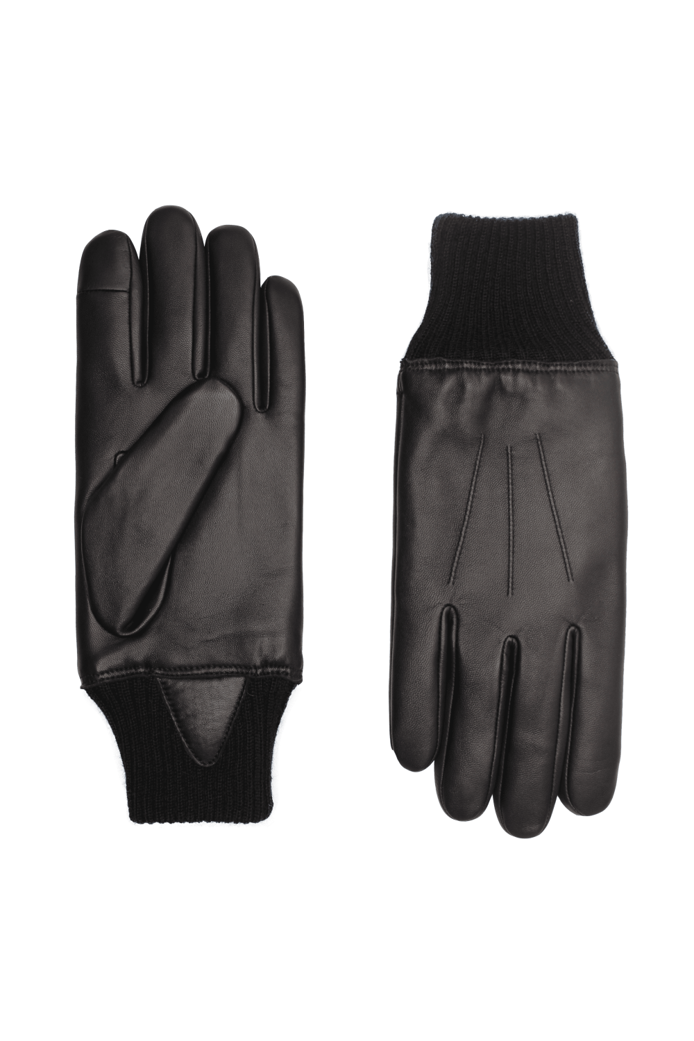 AGNELLE Gants andrew homme cuir doublés lapin et polaire Noir