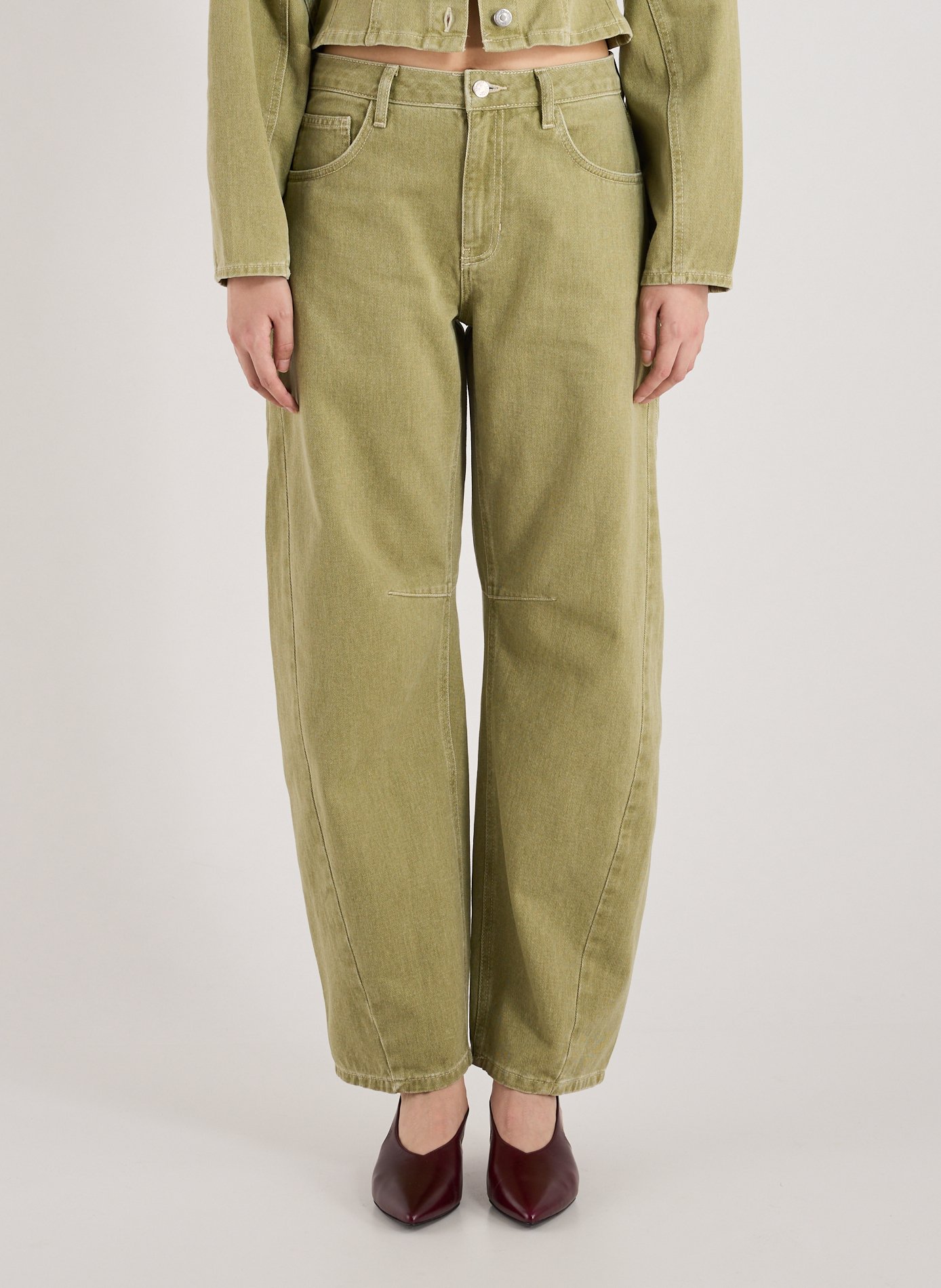 TOPSHOP Pantalon droit en coton Vert