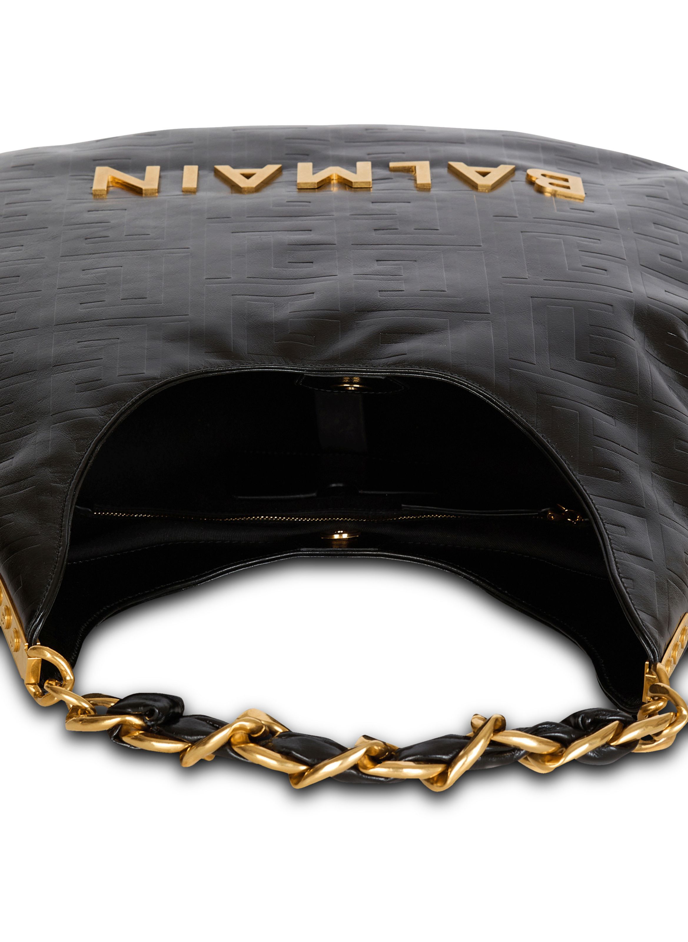 Sac cabas 1945 soft hobo en cuir froissé monogrammé BALMAIN Noir